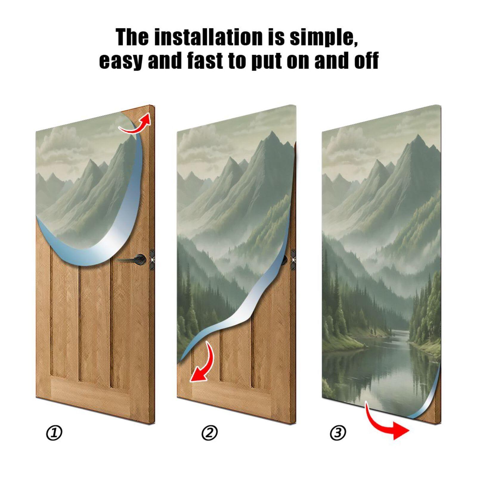 FLildon Meadow Woods and Mountain Door Cover Decoration, Party Accessory Porch Decor for Festive Ornament Room Door Covers 35 x 79 Inch