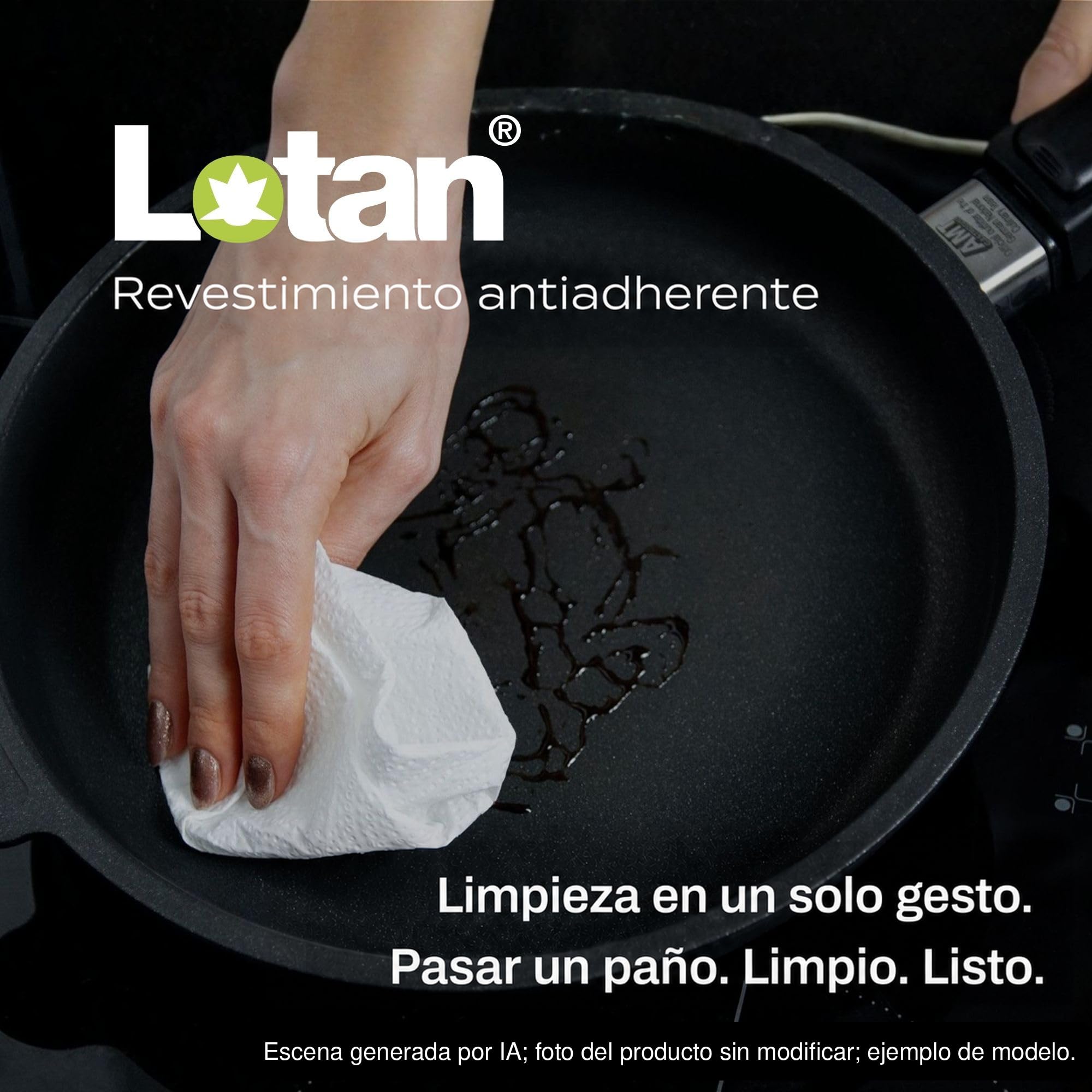 AMT Gastroguss Lotan® AMZN-424-Z20B - Sartén giratoria (24 cm de diámetro, mango extraíble, no apta para inducción, acabado antiadherente, sartén de fundición (aluminio fundido), AMZN-424 - Z20B