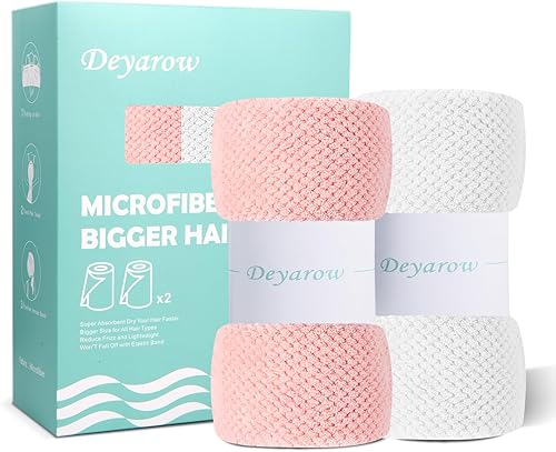 Miniatura 8 de Toalla de microfibra extra grande para mujer, cabello rizado, largo y grueso, paquete de 2 toallas de secado de cabello ultra absorbentes, turbante