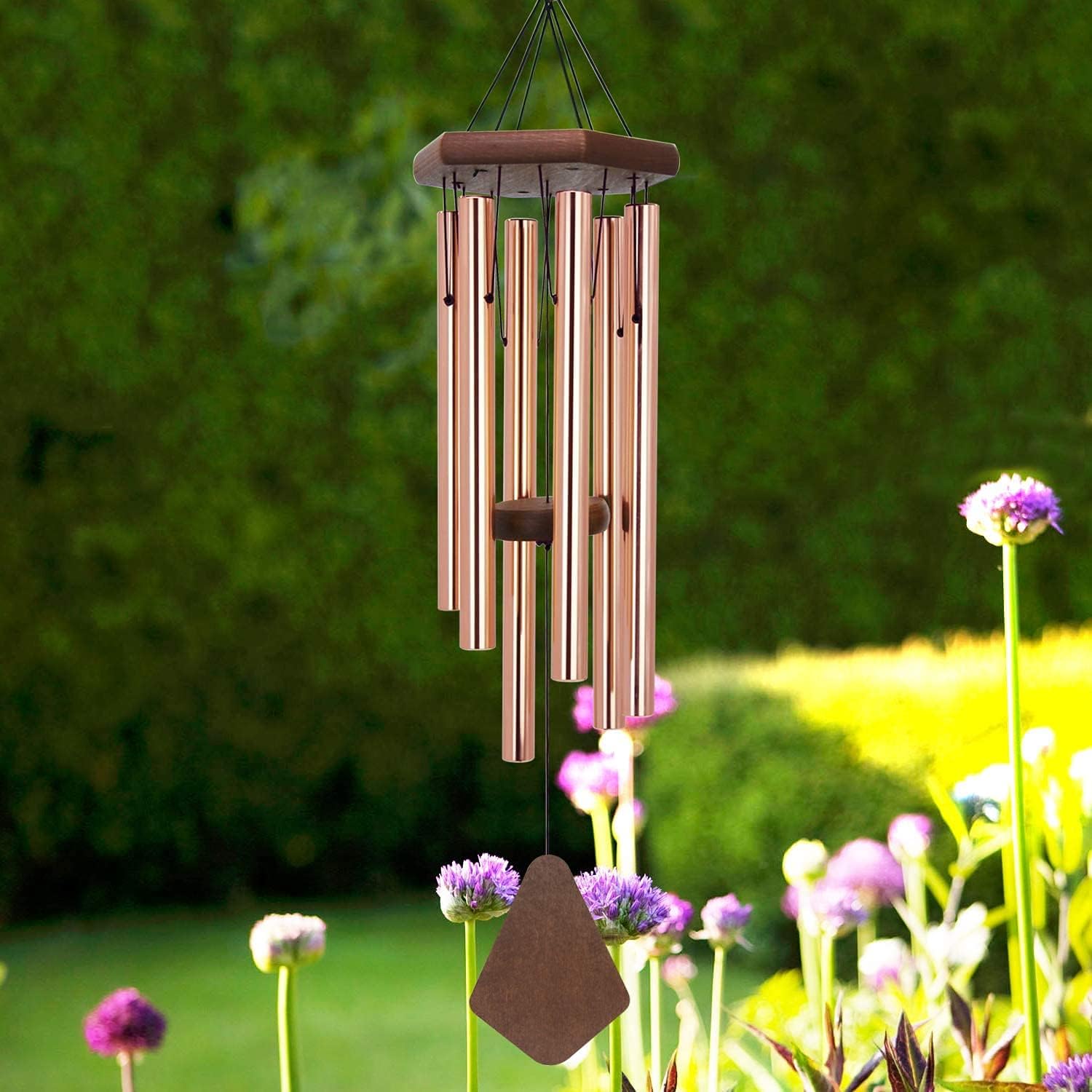Memorial Wind Chimes for Outside, Wind Chime Outdoor Deep Tone, Sympathy Wind-Chime Personalized with 6 Tuned Tubes, Elegant Chime for Garden Patio Balcony and Home Gold - Image 2