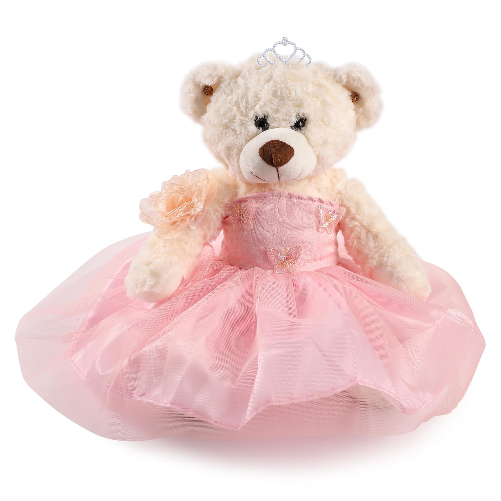 Quinceanera Doll Quince Teddy Bear with Dress,Quinceanera Decorations Gifts,OSO De Peluche para 15 Años Con Vestido,Centro De Mesa Muñecas para 15 Años Quinceañeras (Pink)