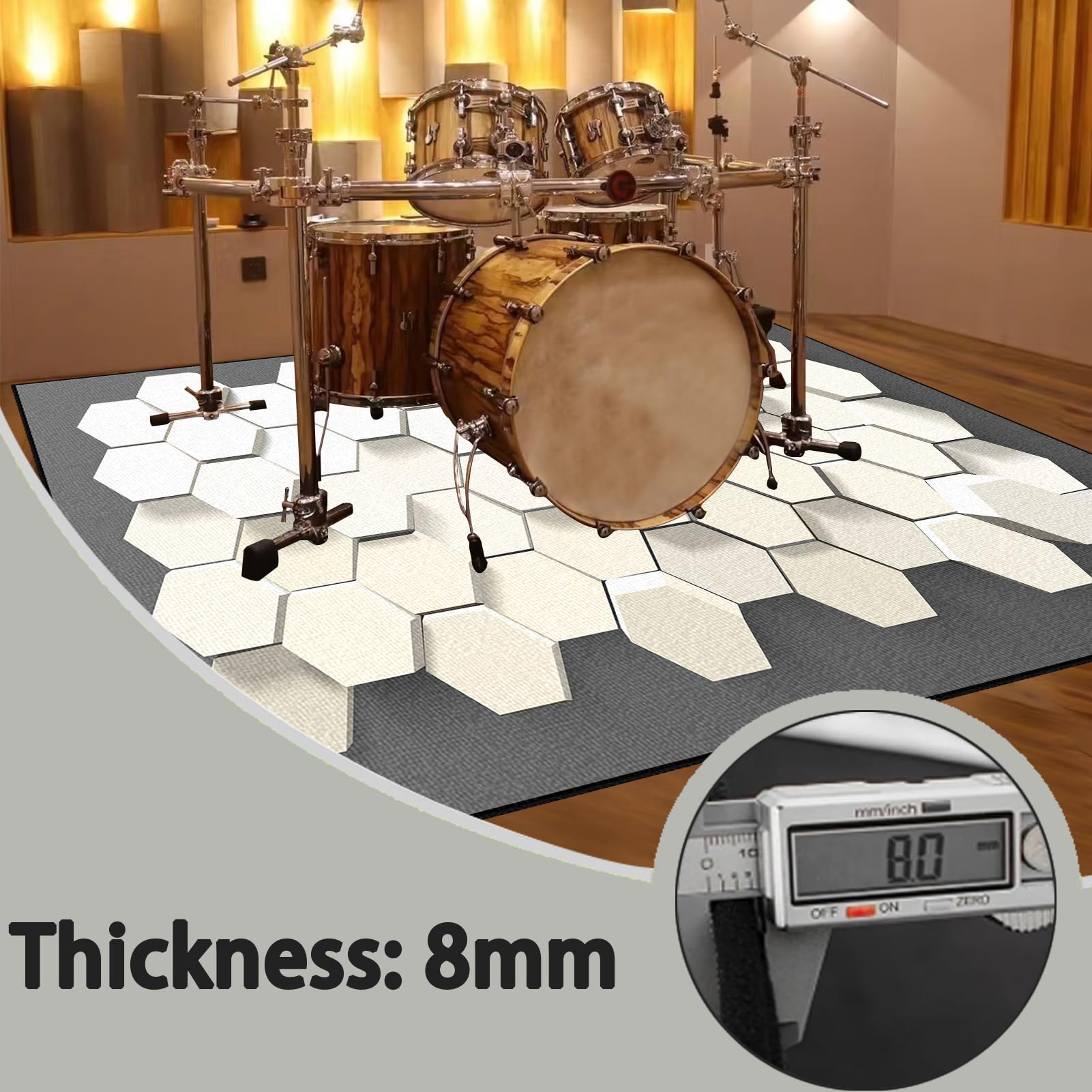 Dywan z baterią akustyczną, dźwiękoszczelny dywanik z baterią, elektroniczny dywanik do bębna basowego, antypoślizgowy do bębna basowego i innych elementów zestawu dywaników do dywanika 150 x 120 cm
