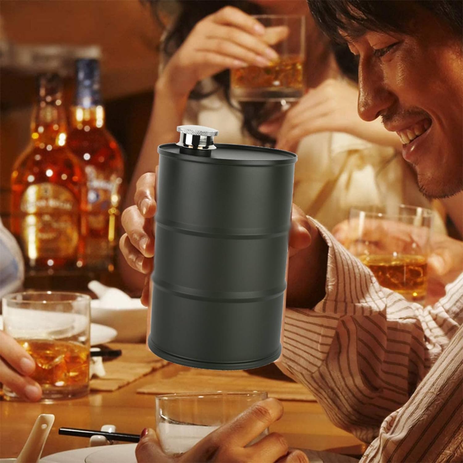 Petaca De Barril De Acero Inoxidable 700ml - Estilo Barril De Cerveza, Portátil, Tapa Sellada