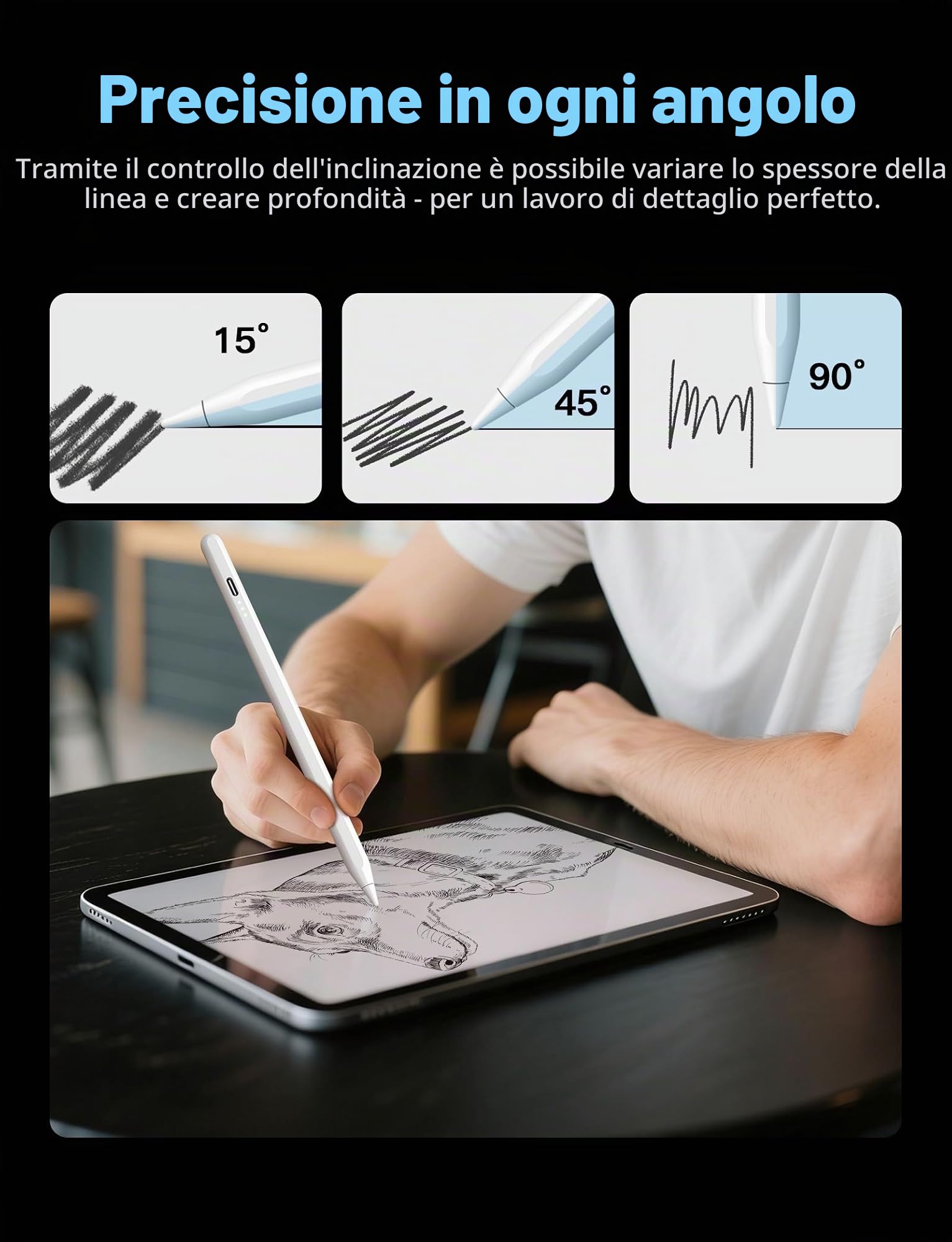 MEKO Penna per iPad, 13 Minuti di Ricarica Veloce Penna iPad con Rifiuto del Palmo, Sensibilità di Inclinazione, Compatibile con 2018-2022 iPad 6/7/8/9/10, Air 3/4/5, Mini 5/6, Pro 11/12.9