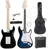 Smartxchoices 39" Full Size Electric Guitar with 10W Amp,Gig Bag Case Guitar Strap Package for Beginner Starter (Blue)