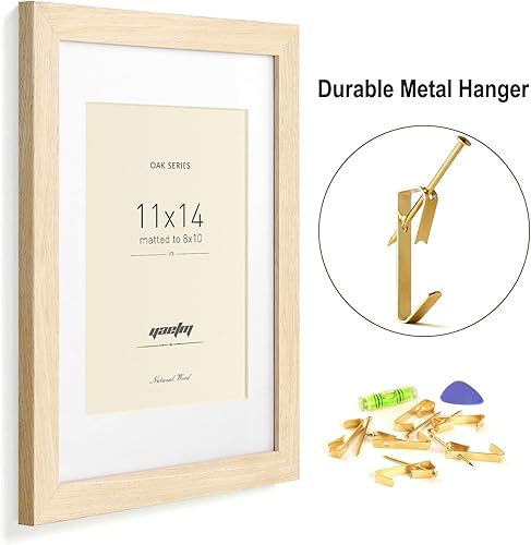 Miniatura 3 de Yaetm Juego de 3 marcos de madera de roble de 11 x 17 pulgadas, marco para póster de madera maciza de 11 x 17 pulgadas, marco de madera natural de