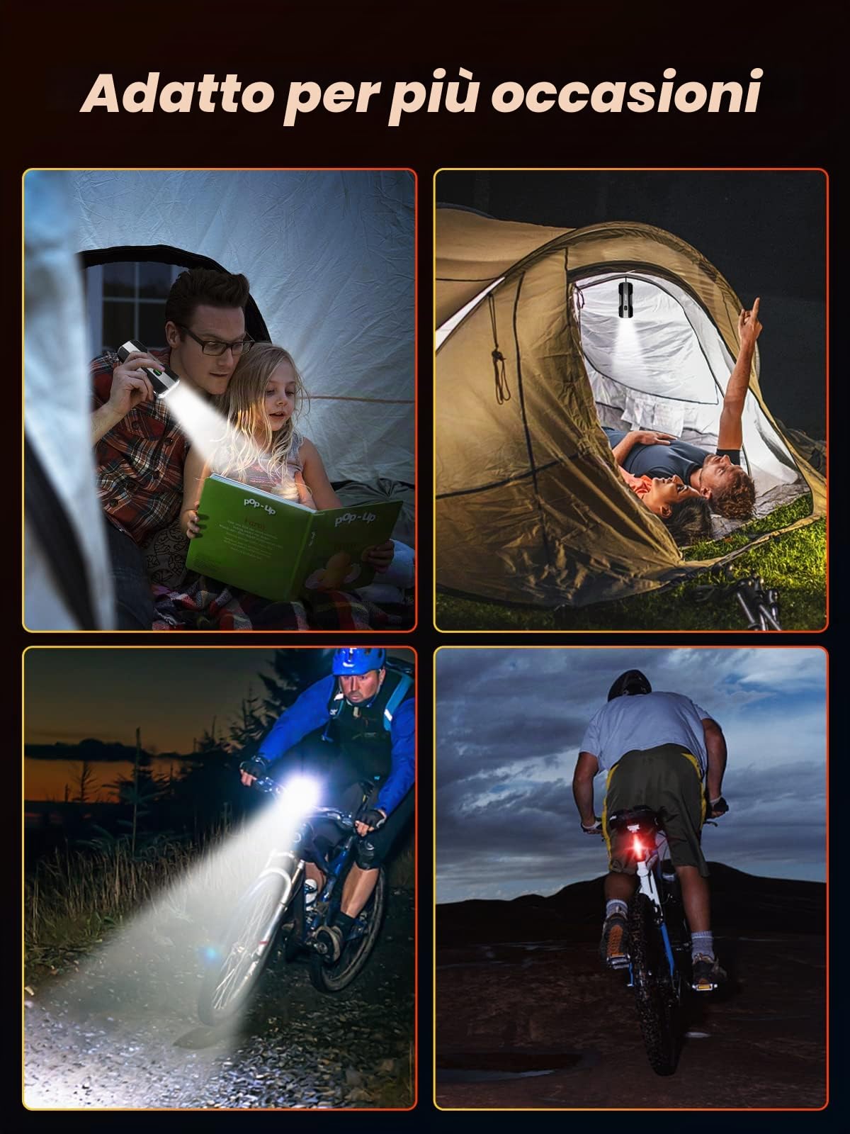IPSXP Luci Bicicletta LED 4400mAh Luci Bici, Ricaricabili USB 5000 Lumens Luce Bici, 12 ore di utilizzo & Funzione Power Bank, IPX6 Impermeabile, Adatto a Tutti i Tipi di Bicicletta
