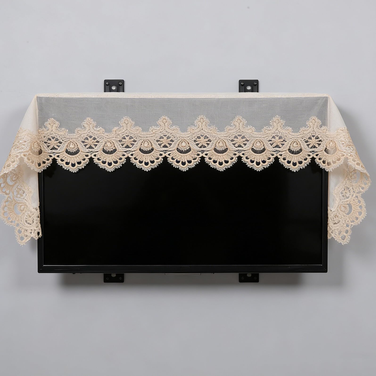 Funda Antipolvo para Televisor Lcd de Pared en Encaje Dorado