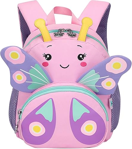 CAMTOP Bonita mochila para niños pequeños, bolsa escolar pequeña de animales de dibujos animados 3D, para niñas y niños, guardería de viaje, rosado