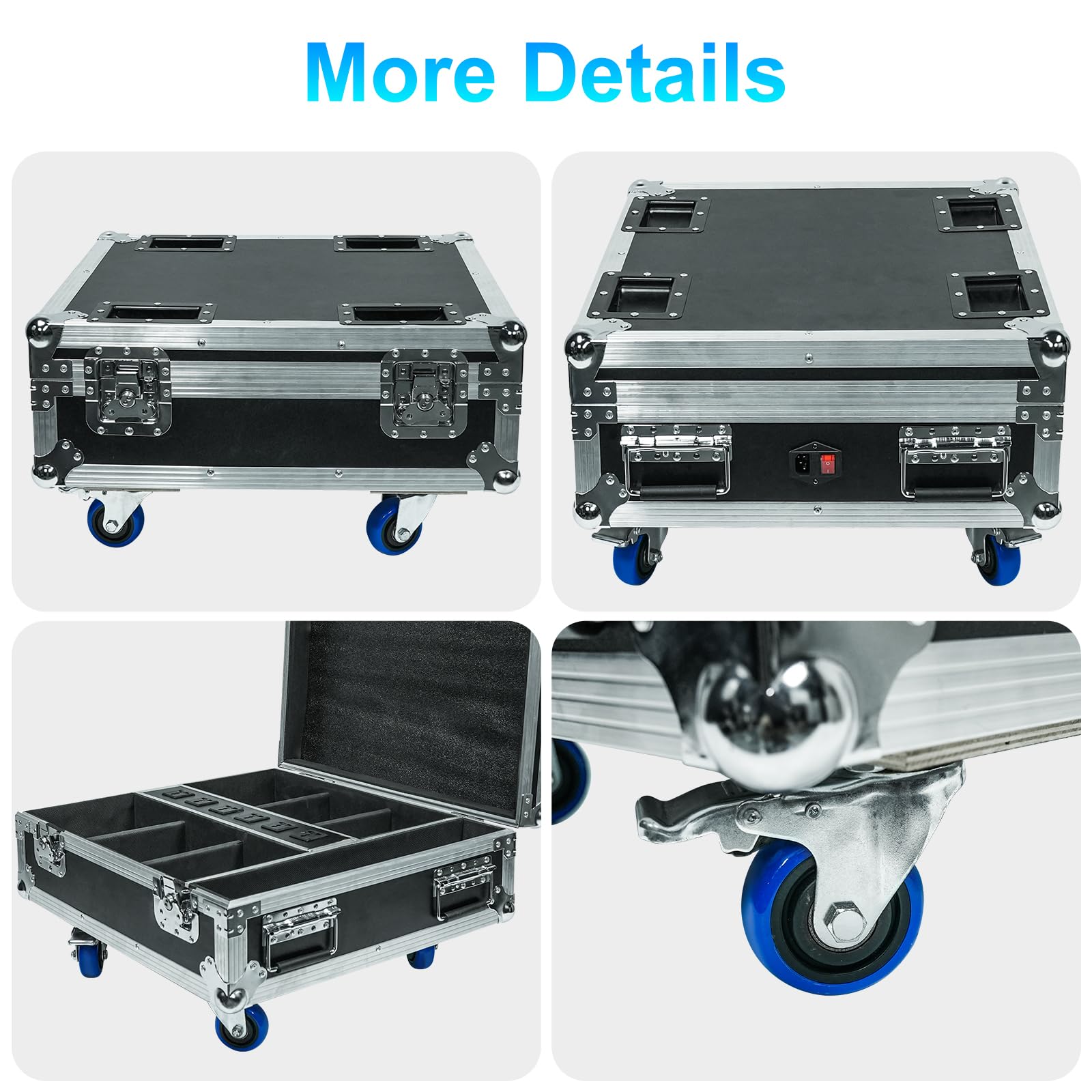 Wiederaufladbarer Flightcase für LED Par Akku, 6-in-1 RGBWA+UV Bühnenlicht | 9600mAh, App-Steuerung, LED-Scheinwerferakku, mit DMX und Fernbedienung, geeignet für Partys und Bars