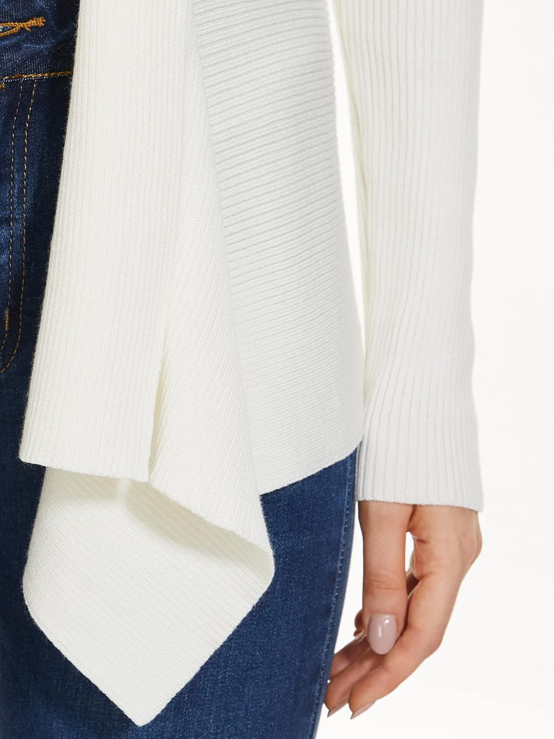 INKOFF Womens Draped Front Cardigan Sweaters Long Sleeve Waterfall Irregular Hem Cardigans Lighweight - Image 6