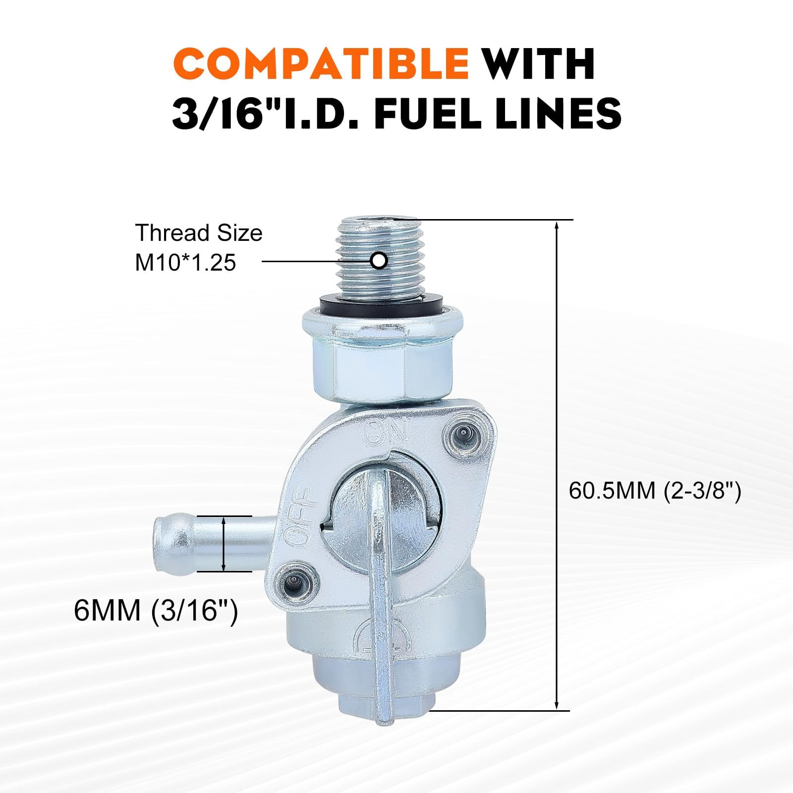 Robinet D'arrêt De Carburant Fileté Fuel Gas Petrol, Pas De 10mm X 1.25mm, Diamètre 6mm, Pour Outillage Ou Petit Moteur