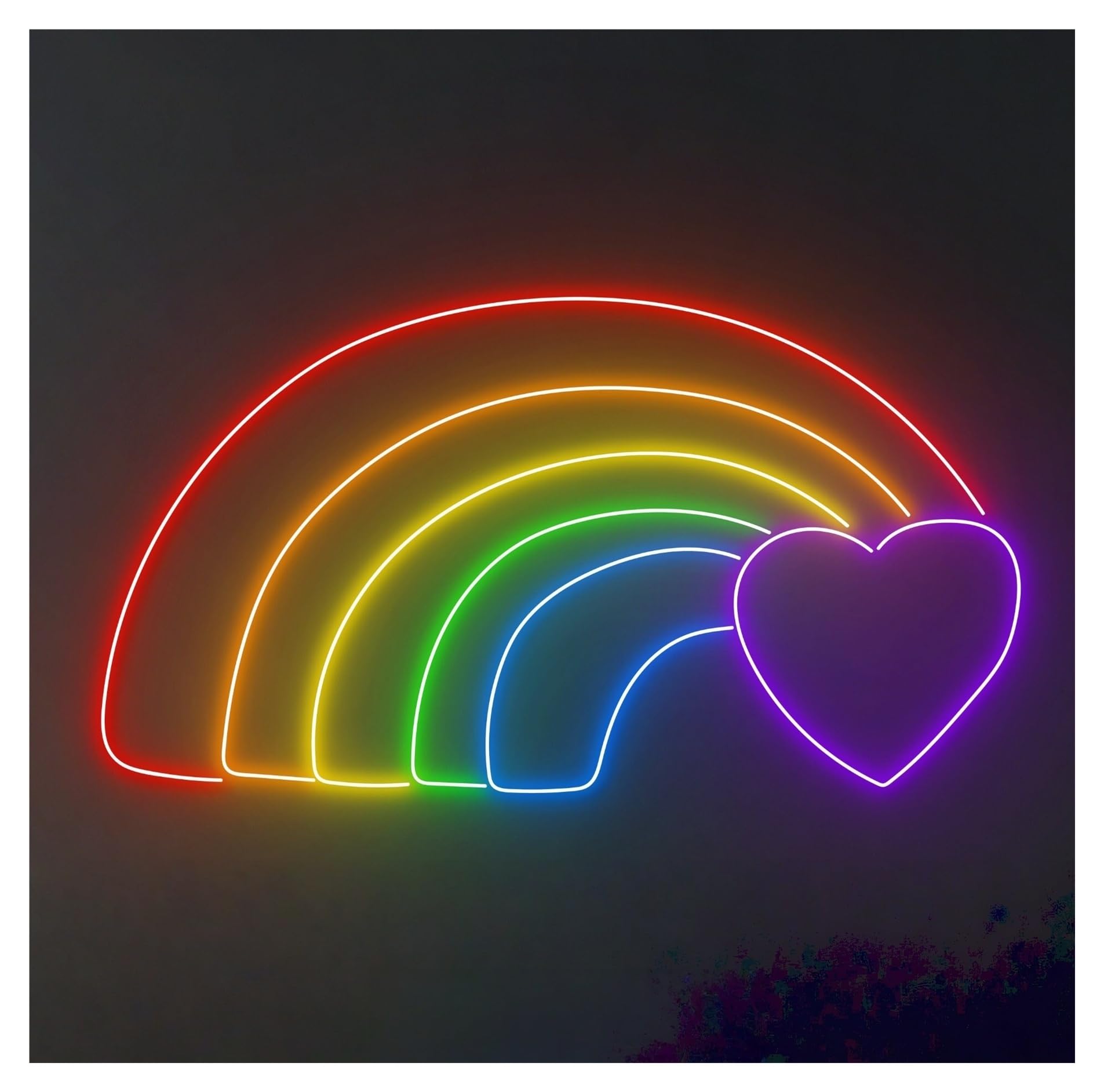 RONGCH Hanging Art Neon Signs Rainbow Heart Neon Sign Room Couple Light Decor for Gameroom Bedroom Bar Livingroom Birthday Party Wall Decoration 50cm