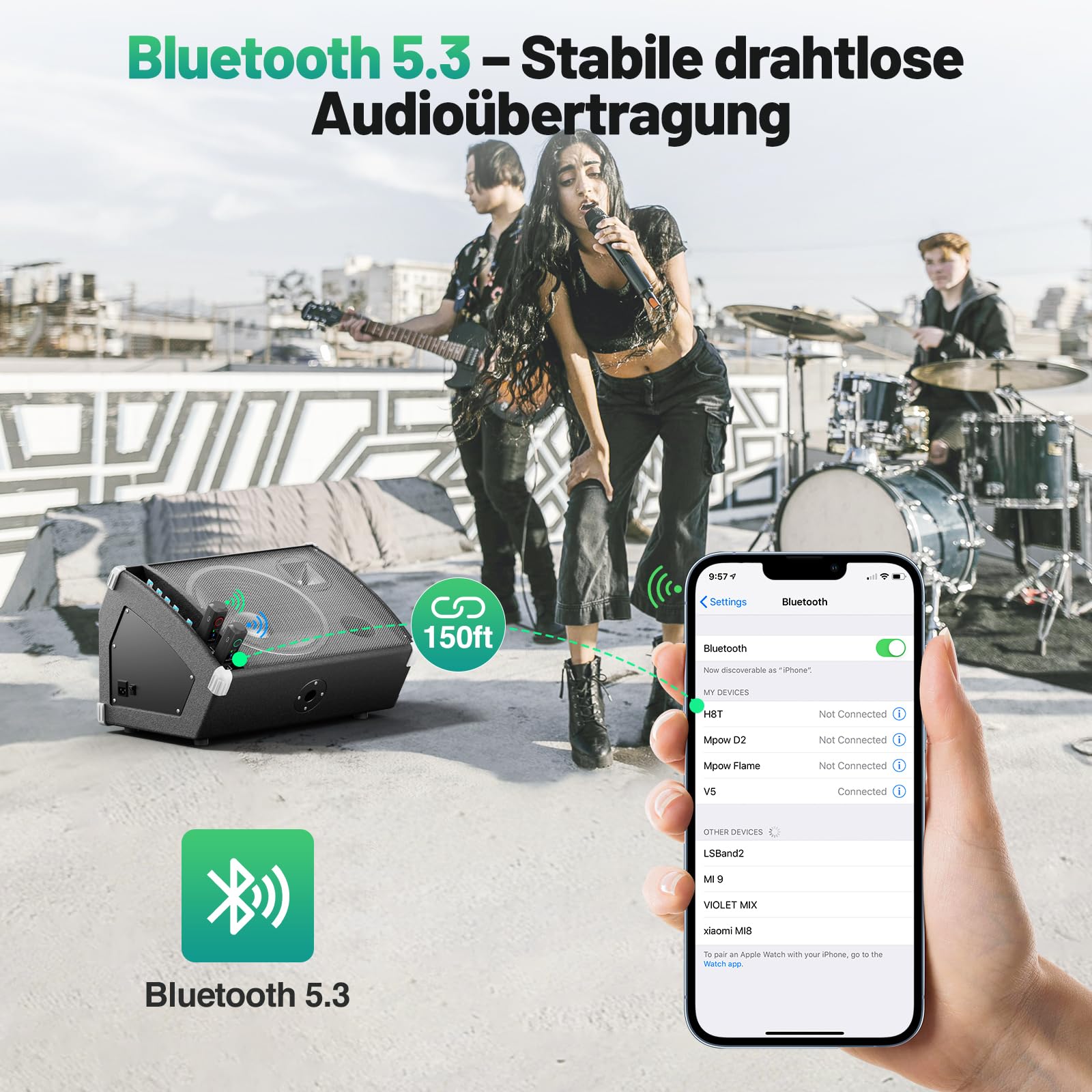 MELONARE MB-1 Wireless XLR Bluetooth Empfänger, 15 Stunden Akkulaufzeit, BT 5.3, High-Fidelity Audio, 45,7 m Reichweite