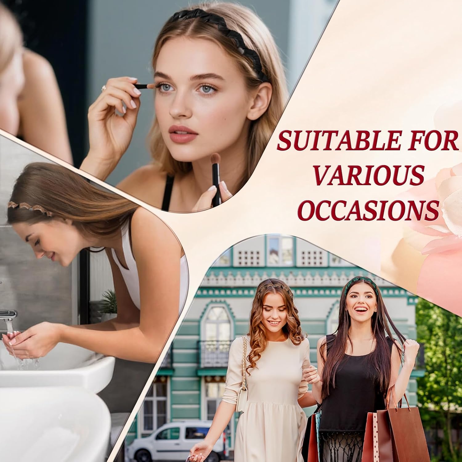 3Pack Vintage High Cranium Artificial Hairband, Retro High Skull Headband for Women's Hair Hairband,Non-Slip HairBand with Teeth,Vintage Elegant Hair Accessories for Wedding Party (Simple, One Size) - Image 6