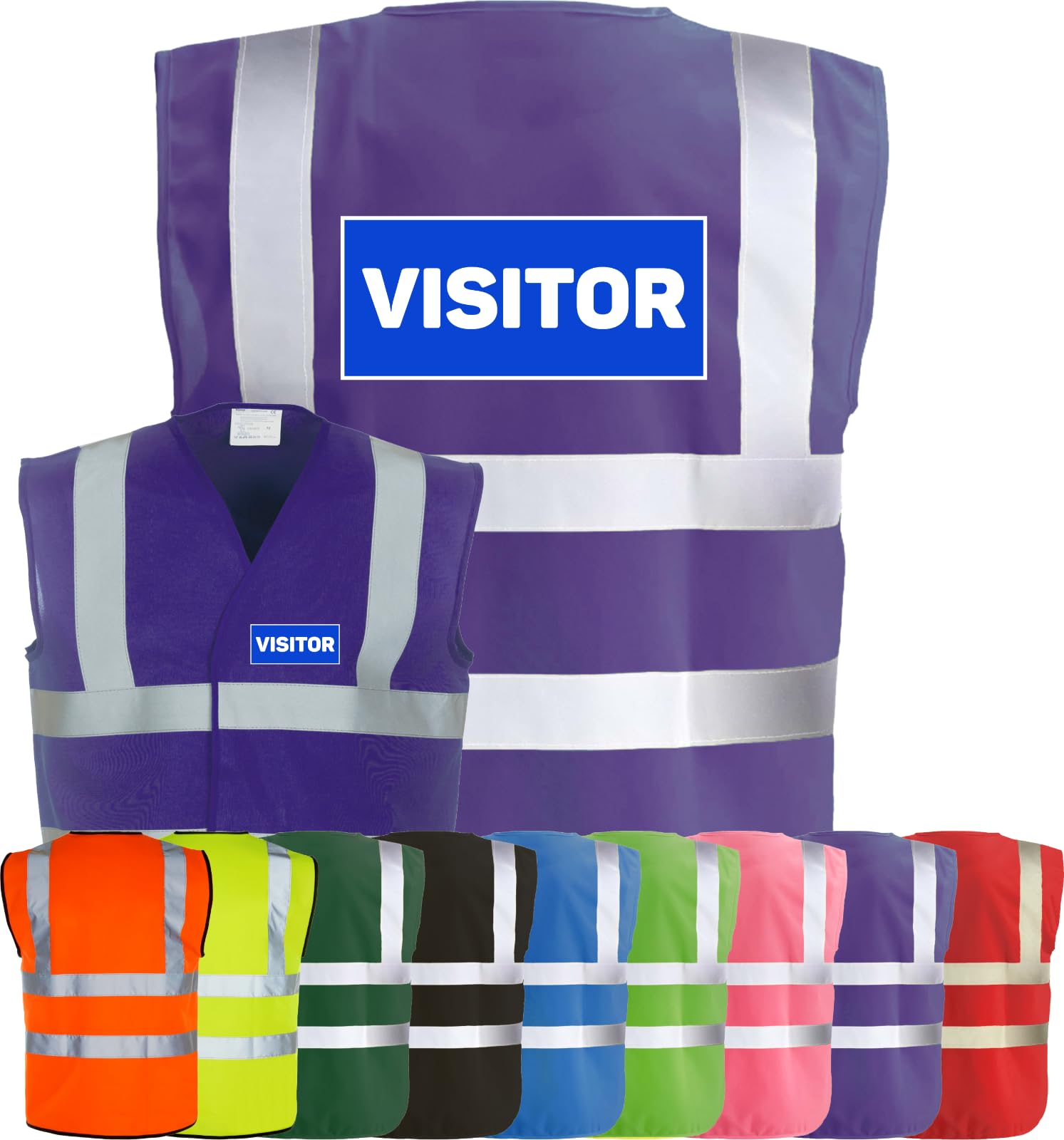 Corporate Togs VISITOR Printed Hi-Vis Safety Vest, Safety Apparel with 2 Band & Brace Reflective Strips, Fully EN471 Health & Safety Compliant | Protective Safety Wear