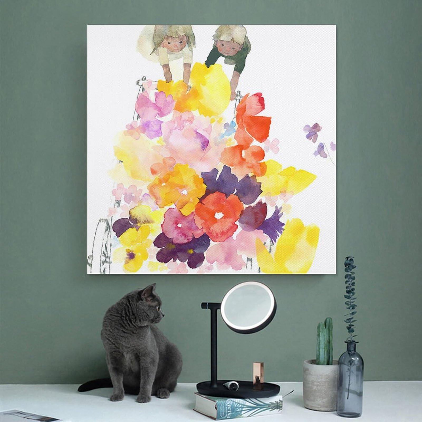 Amazon.co.jp: いわさきちひろ 水彩画 子供 花 ポスター (8) ポスター