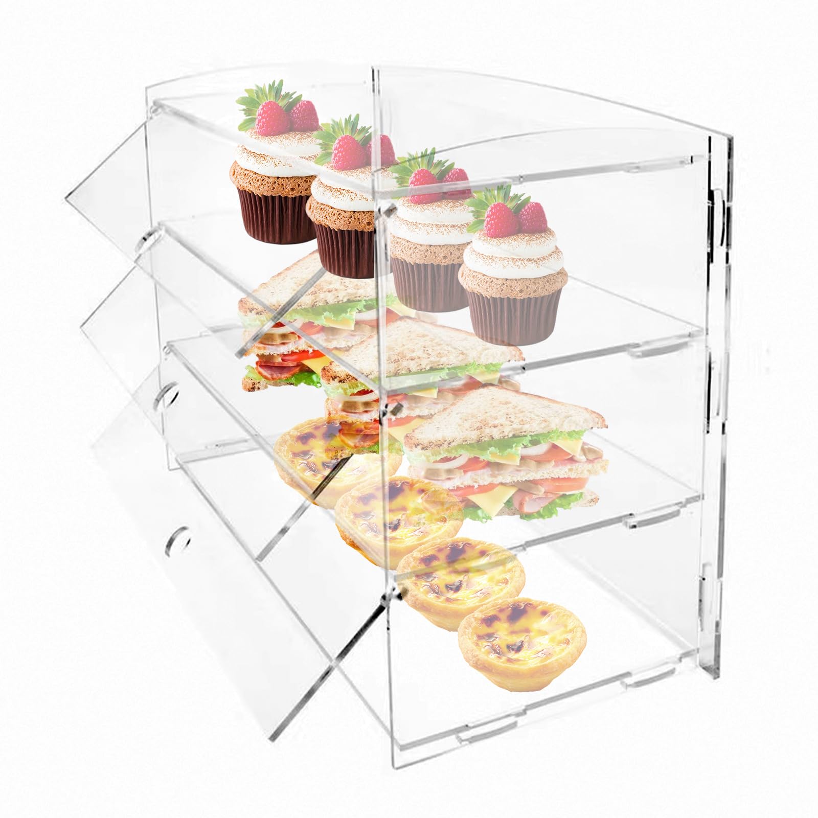 CHOLISM Pastry Display Case, 2 Tray Commercial Countertop Bakery Display Case , Acrylic Display Box