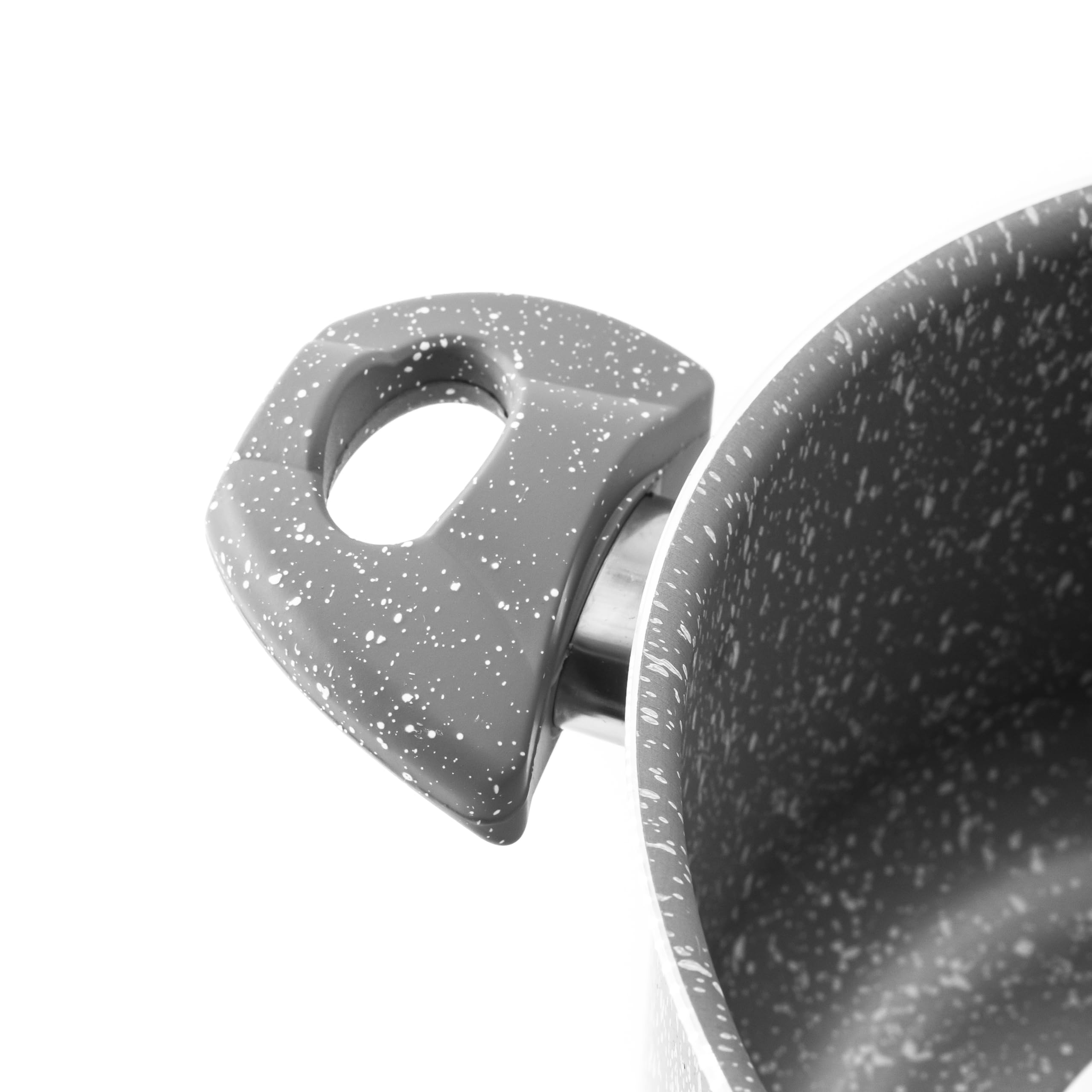 Zanetti - Pietra Rara, Casseruola Antiaderente in Alluminio Effetto Pietra, Maniglie Soft Touch, Diametro 24 cm, Made in Italy
