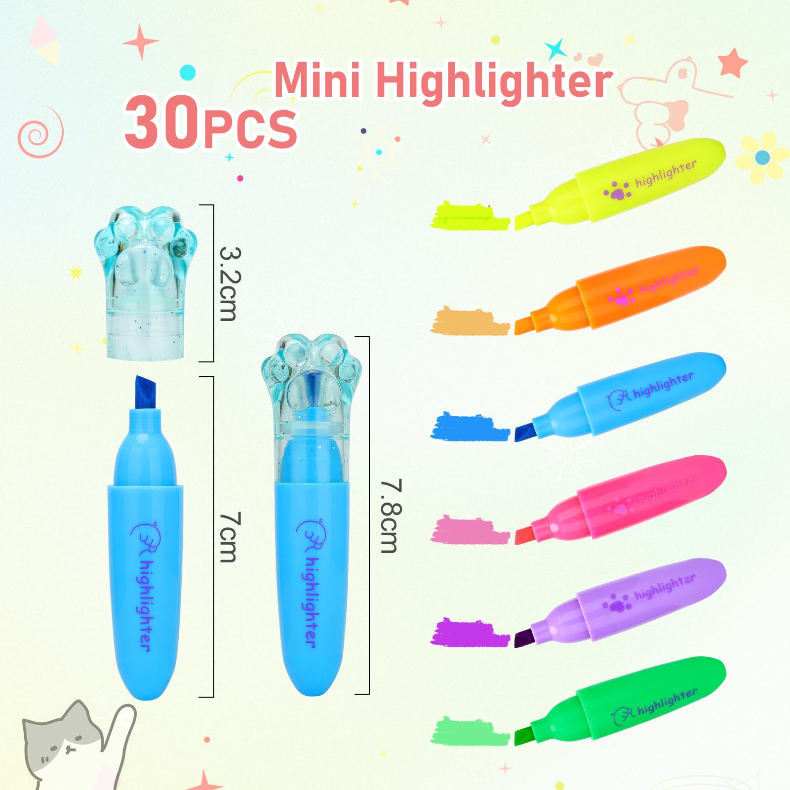 30 Evidenziatori Mini Per Regalini Compleanno Bambini - Set Colorato Per Fine Festa E Bomboniere - Foto 13