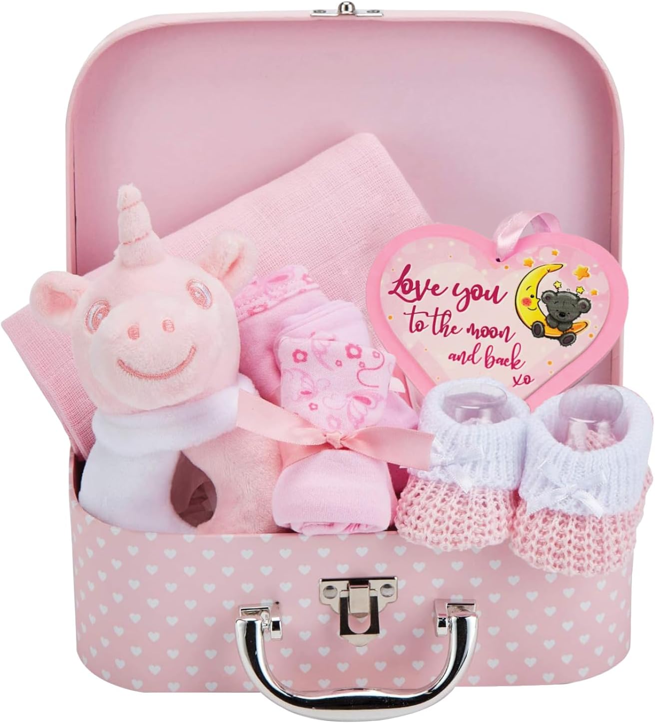 baby gift with basic baby equipment including blanket bodysuit pyjamas bib made of cotton and mittens