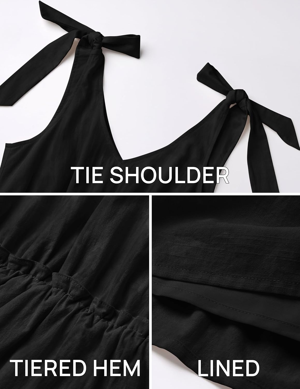 ZESICA Womens 2026 Summer Casual V Neck Sleeveless Mini Dress Tie Shoulder Tiered Ruffle Swing A Line Short Sundresses - Image 6