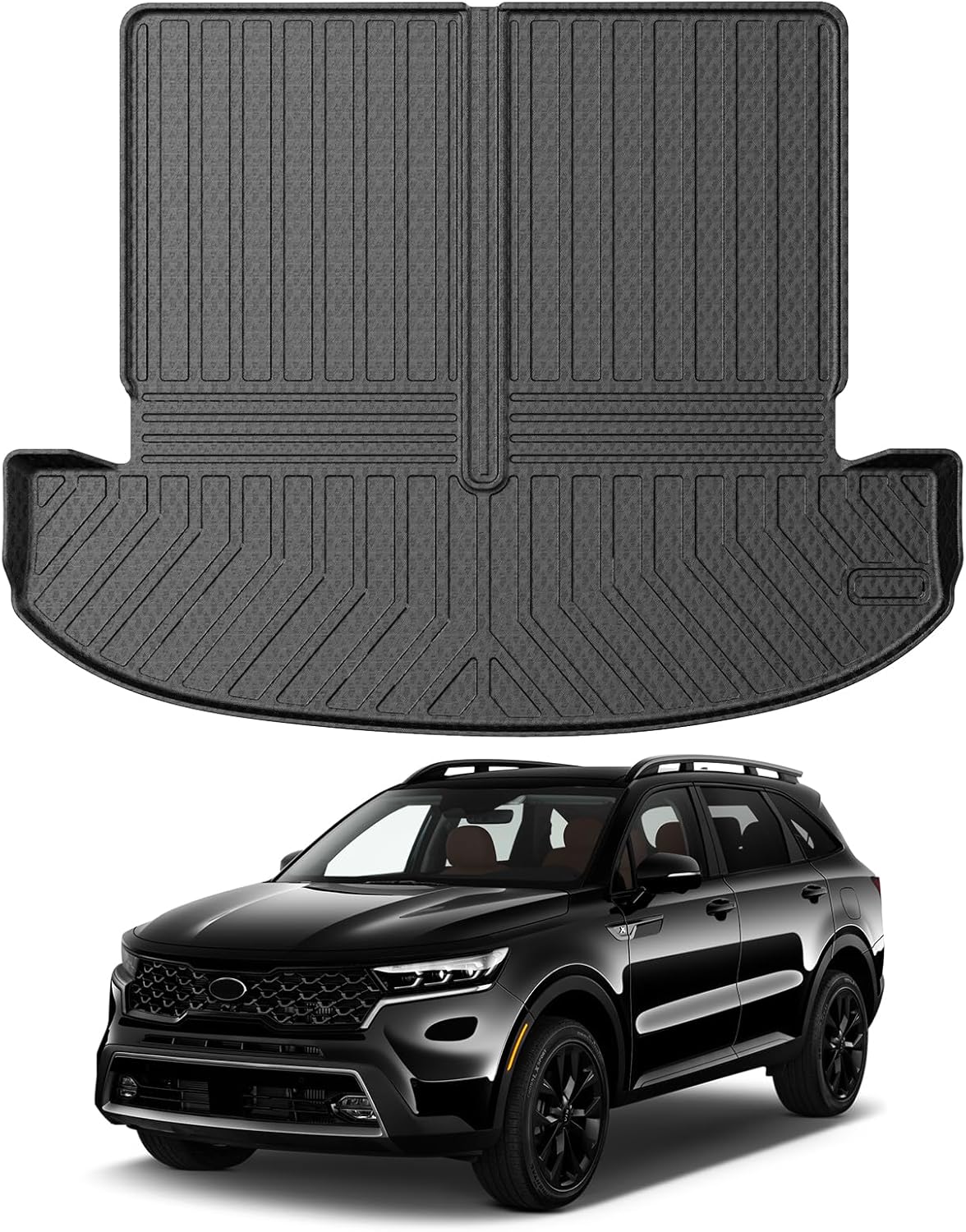 Mixsuper Cargo Liner for Kia Sorento 2021-2025 2026, All Weather Cargo Mat Rear Trunk Liner for Sorento Accessories Behind The 2nd Row Seats Black