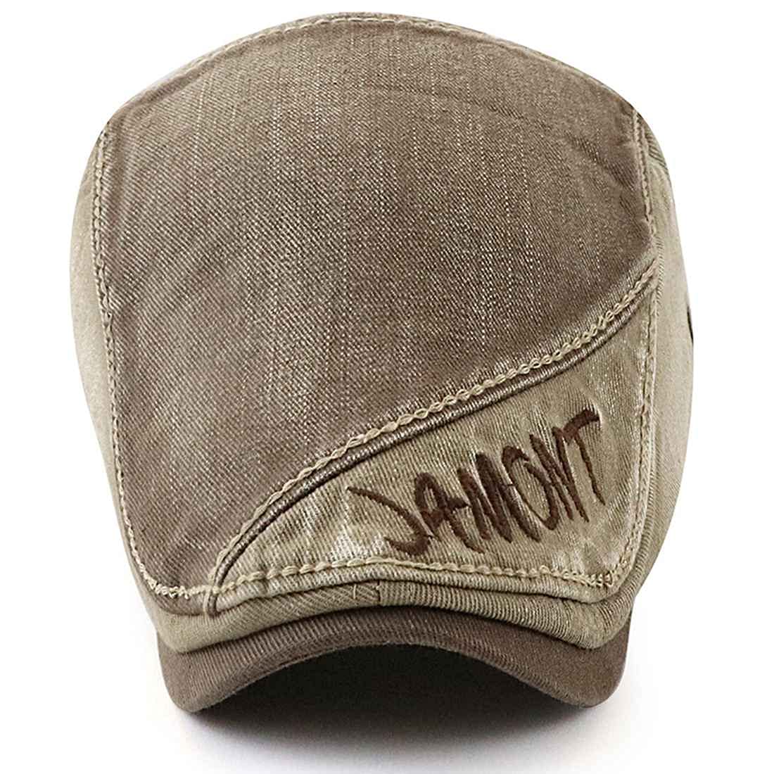 JNKET Men's Washed Cotton Flat Cap Casual Duckbill Cap Adjustable Newsboy Hats Driving Cap (01-Coffee)