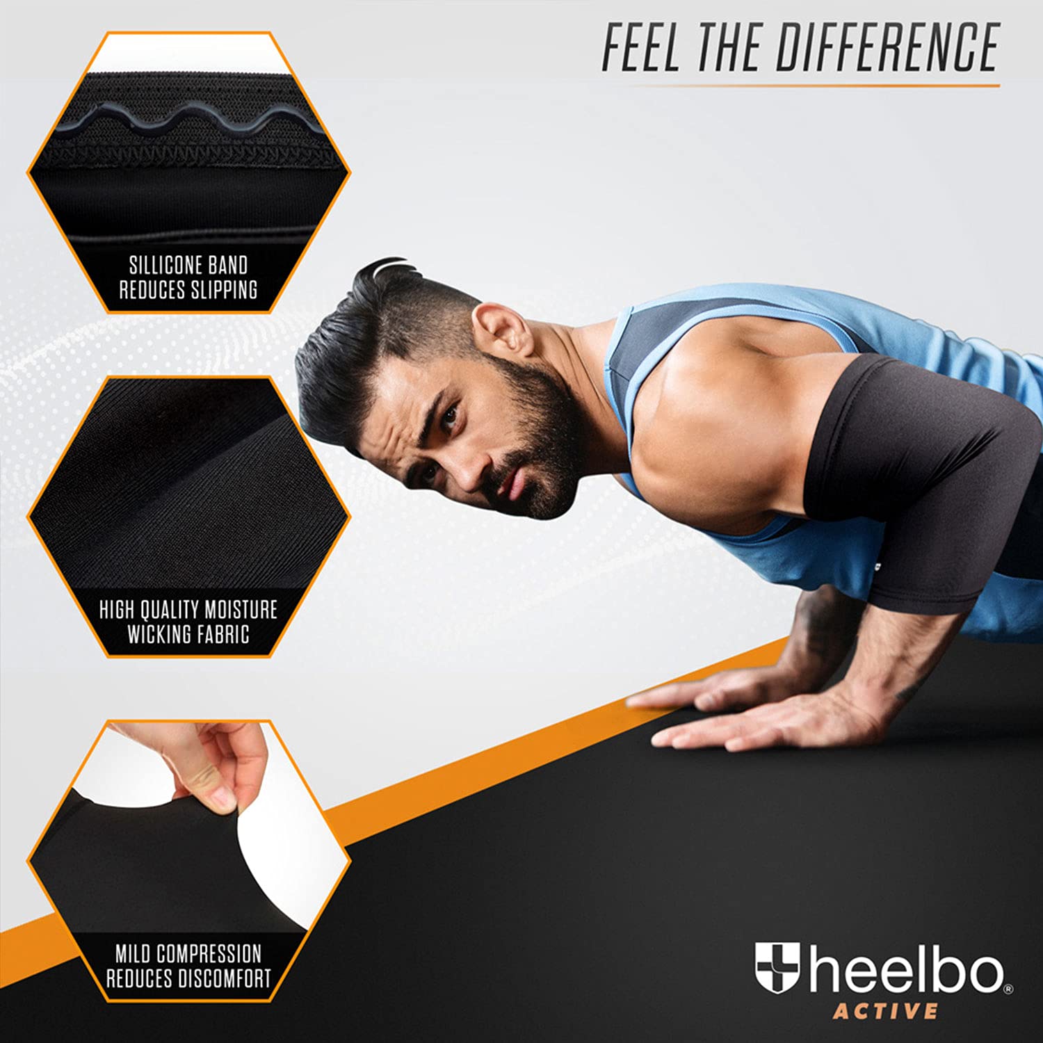 Heelbo Elbow Sleeve and Elbow Compression Sleeve with Copper Infused Fibers and Breathable Fabric for Tendonitis, Golfers Weight Lifting, Tennis Elbow or Arthritis for Men and Women, Black, Medium : Health & Household