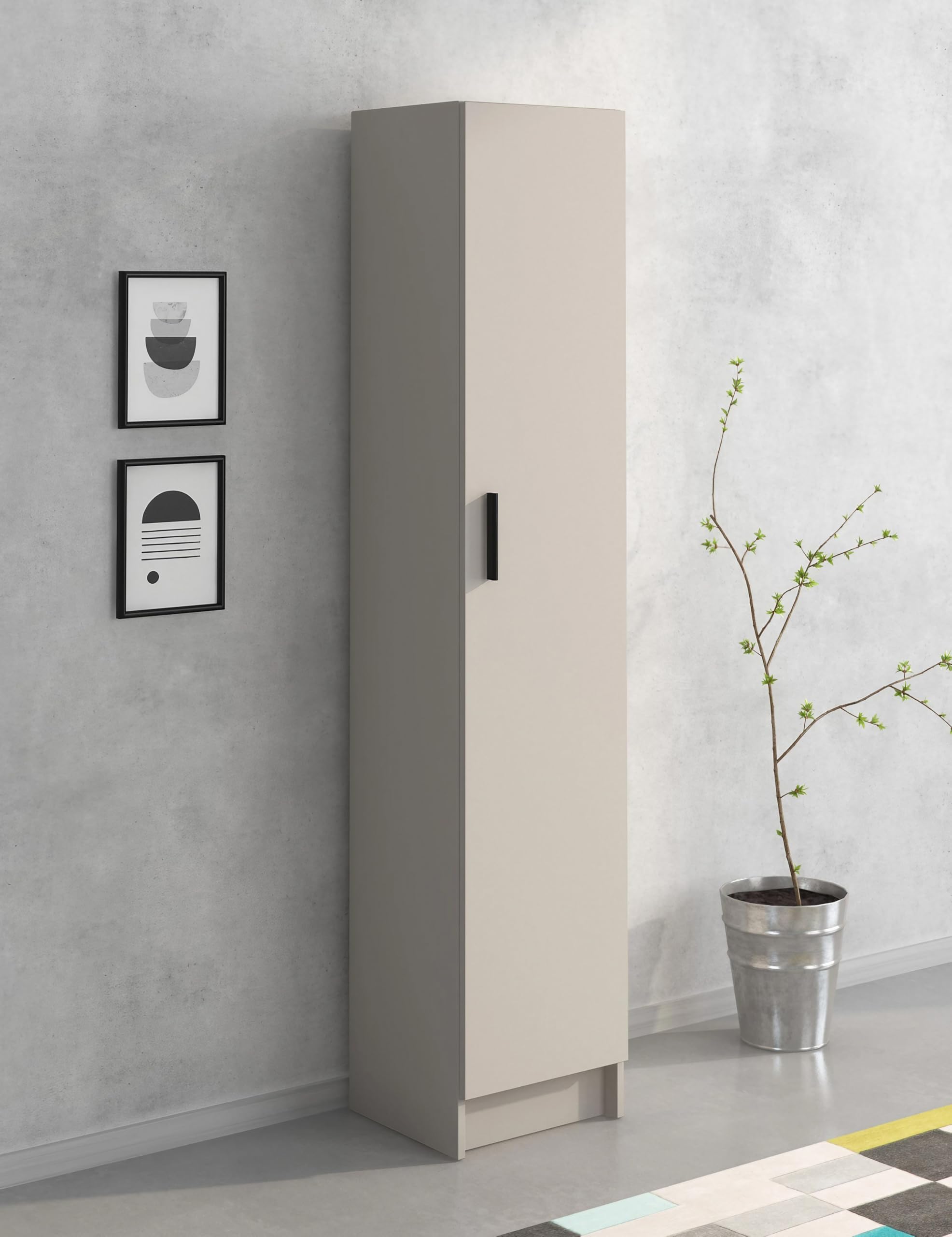 Shiito | Modelo Oxford - Armario Multiusos 1 Puerta | Acabado en Crema