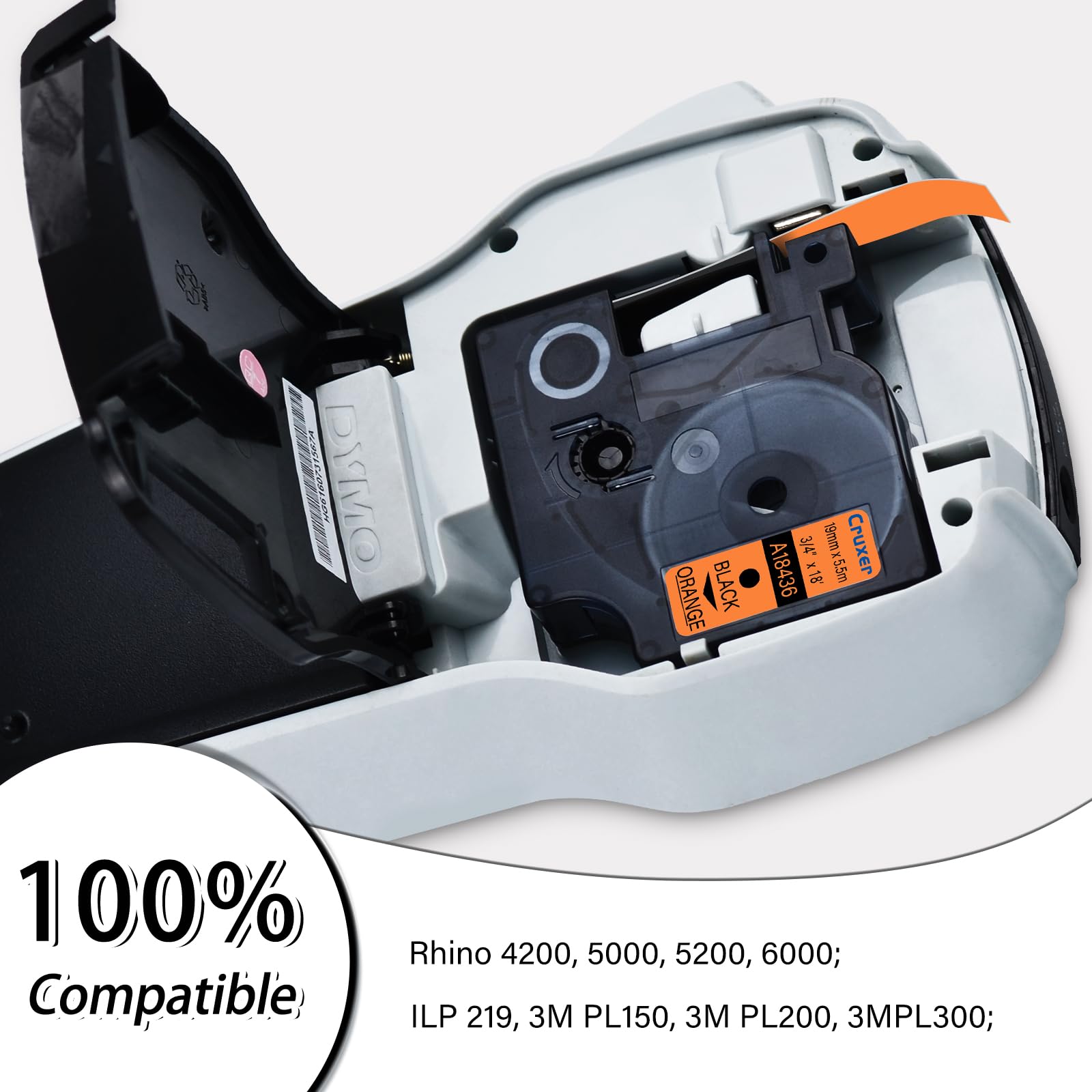 Cruxer Paquete de 30 cintas de etiquetas de vinilo compatibles con Dymo IND 18436 S0718500 A18436, negro sobre naranja, 19 mm x 5,5 m, repuesto para Dymo Rhino 4200 5000 5200 6000 ILP 219 3M PL150 3M