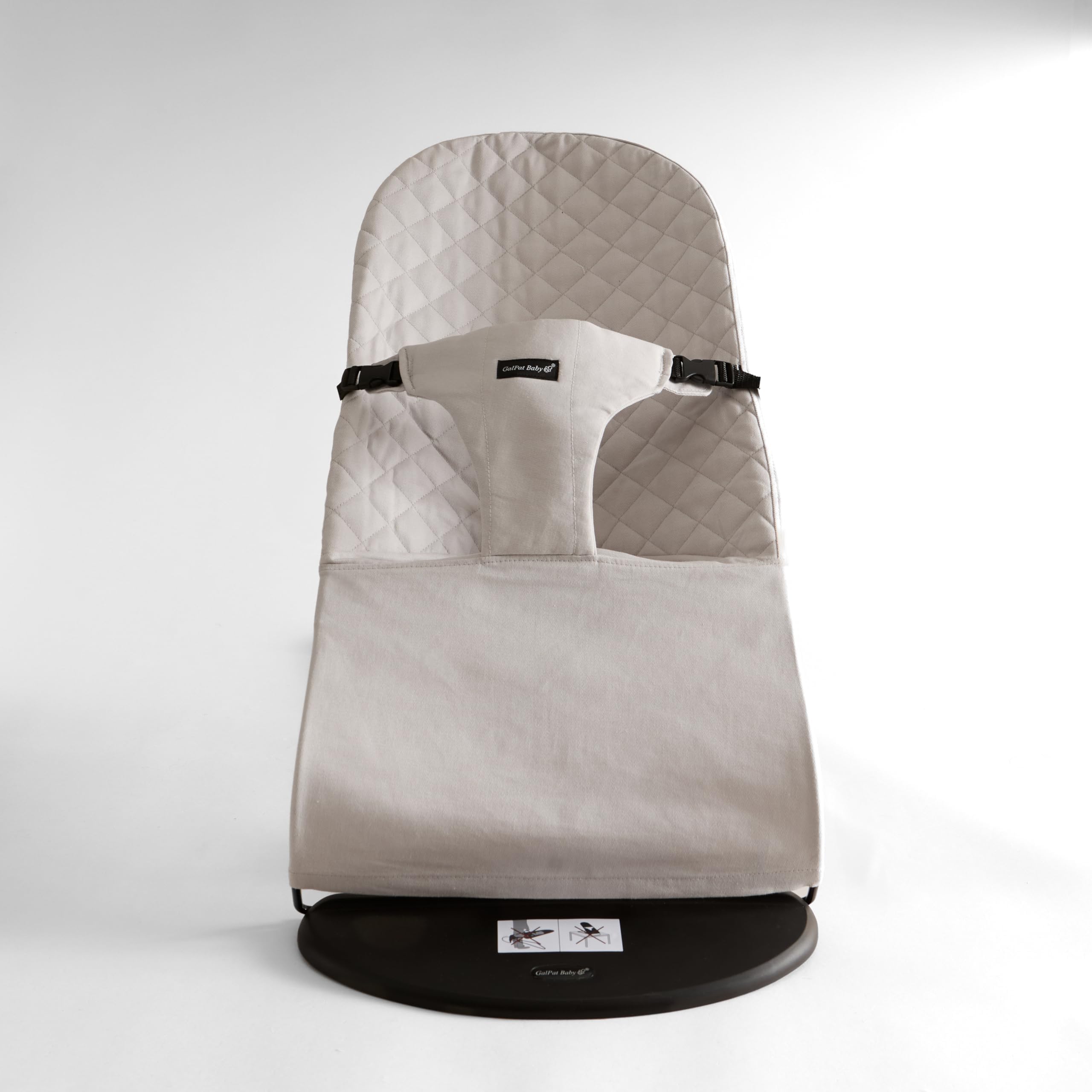 GalPat Baby Hamaca Bebé Plegable + Arco de Juegos - Balanceo Natural - Ergonómica - Tejido Algodón color gris Suave y Antialérgico - 3 Posiciones