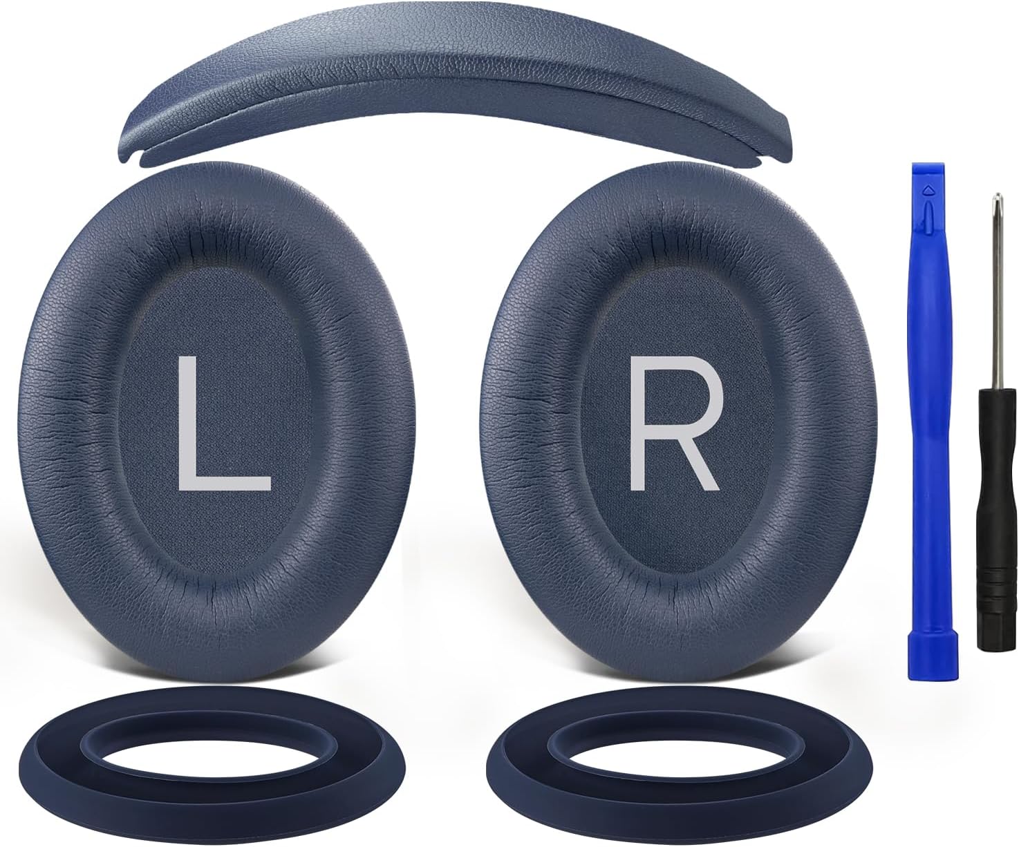 SOULWIT Replacement Kit for Bose QuietComfort 45 (QC45)/Quiet Comfort 35 (QC35, QC35II)/QC SE/QC Wireless Headphones, Ear Pads Cushions + Headband + Silicone Earpads Cover Protector - Blue