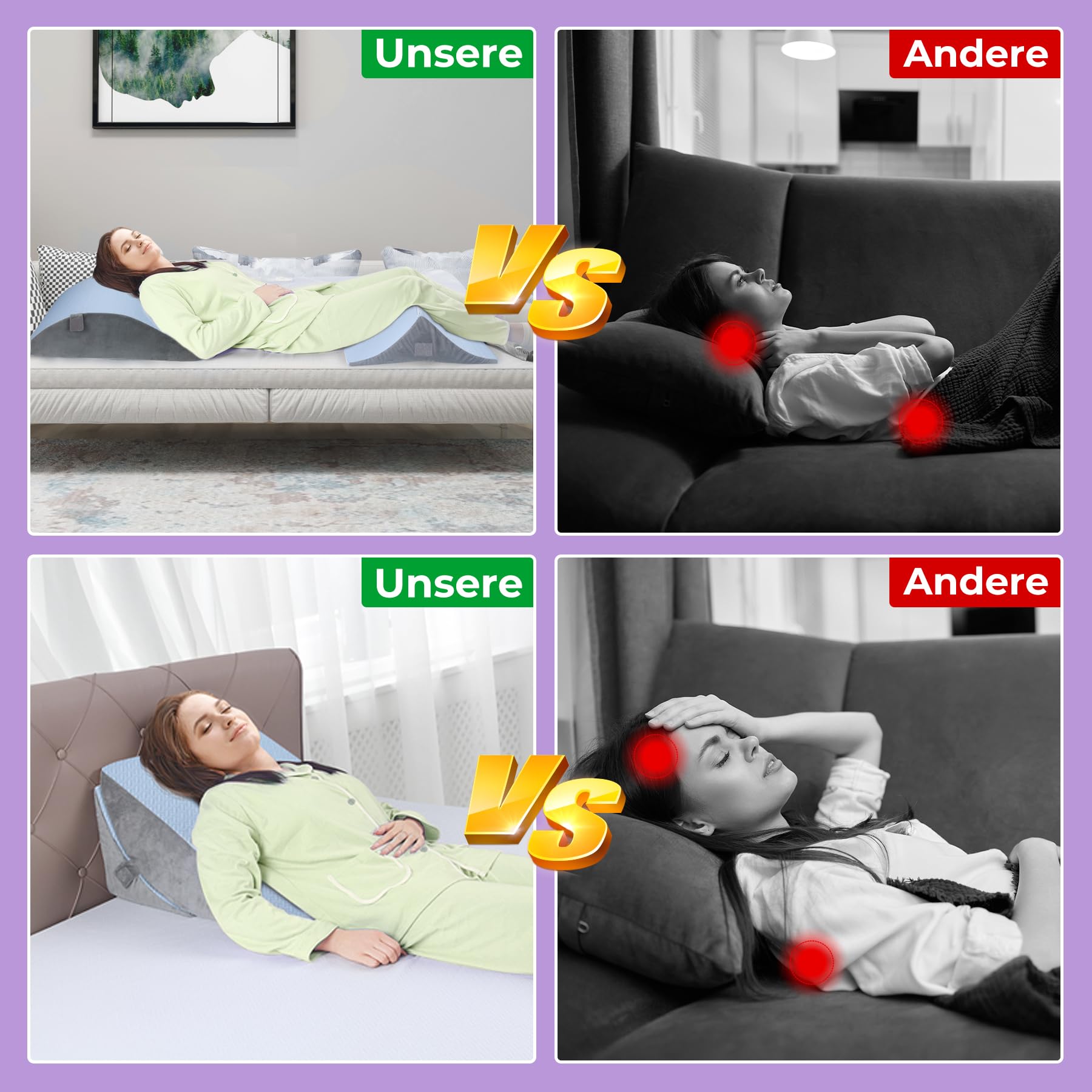 Babenest Verstellbares Keilkissen mit Hochdichteschaum, Ergonomisches Rückenkissen für Bett & Sofa, Reflux Lesekissen zum Schlafen, Spielen, Fernsehen (Blau)