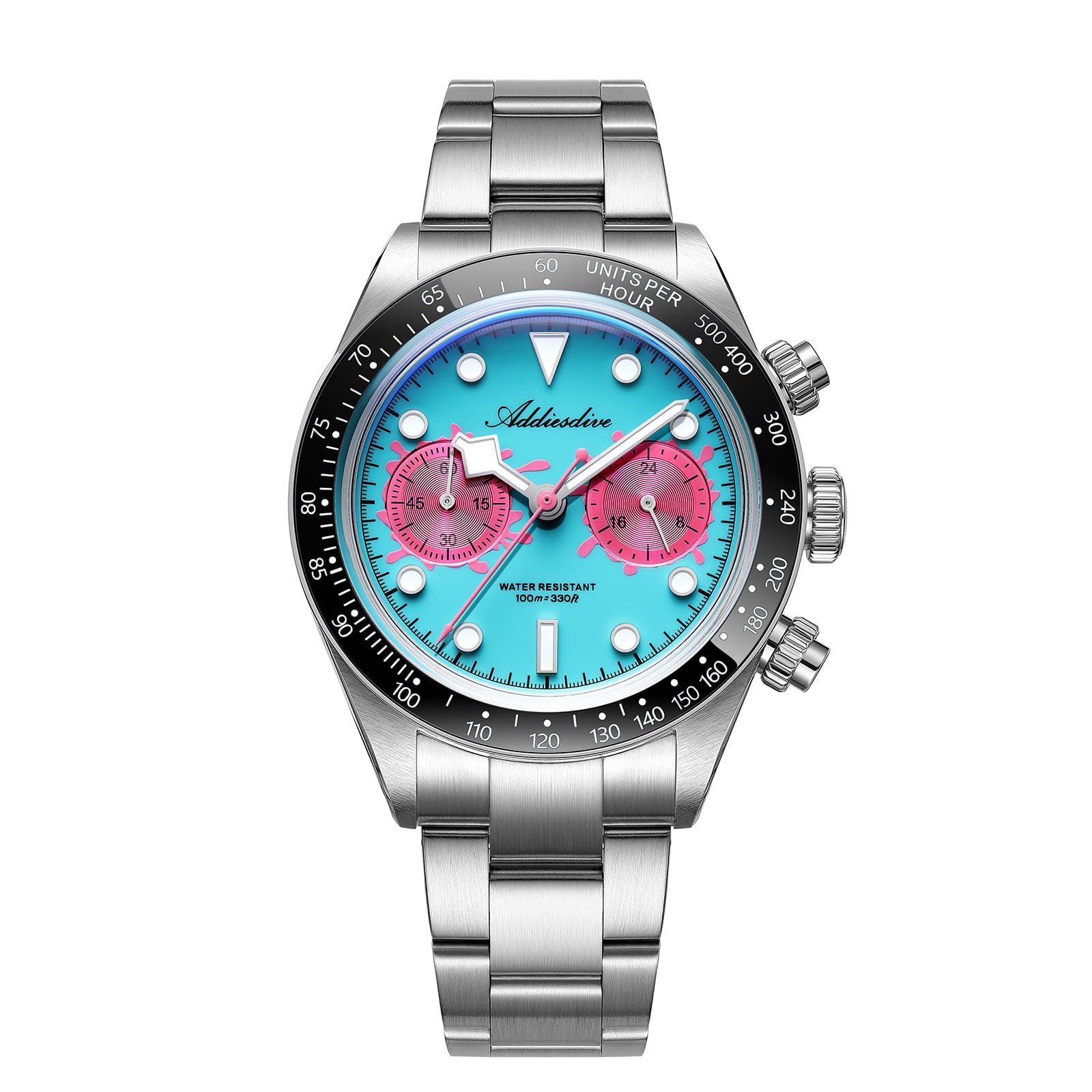 ADDIESDIVE Mens Chronograph Watch Ceramic Tachymeter Bezel 100 M Waterproof | 3 Screw-Dow…