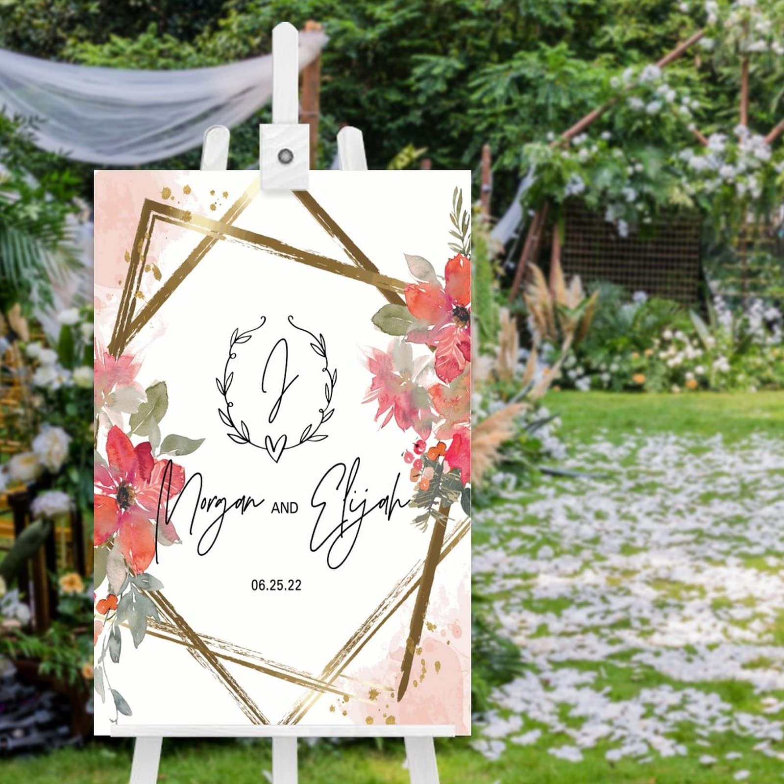 Panneau de bienvenue personnalisé mariage en bois 76x50cm pour décoration entrée