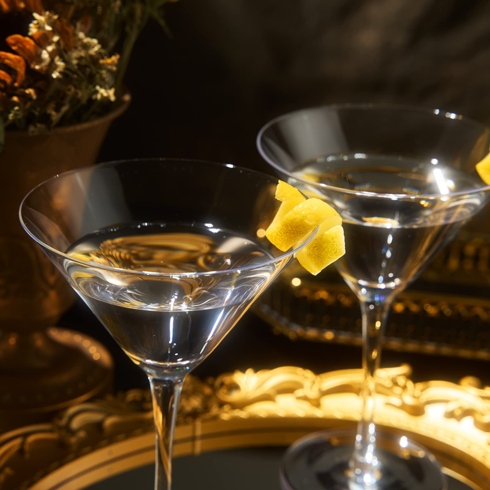 Crystal Martini Glass Set of 2 | 10oz | Classic Luxury Cocktail with Bar Spoon & Olive Picks, Premium Hand-Blown | Classic Cocktail Clear Coupes For Manhattan, Cosmopolitan, Sidecar, Stemmed Goblets