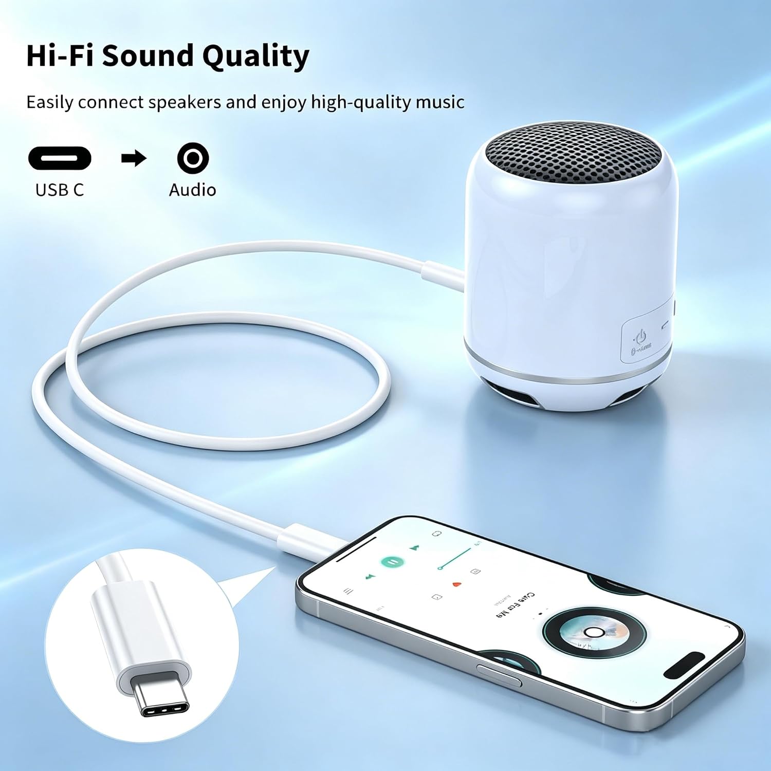 USB C to 3.5mm Audio Aux Jack Cable, Aux Cord for iPhone 16, Type C to 3.5mm Aux Headphone Stereo Cord Car Cable for iPhone 17/17 Pro, Samsung Galaxy S25 and Other iOS and Android Devices White 3.3 ft image 2