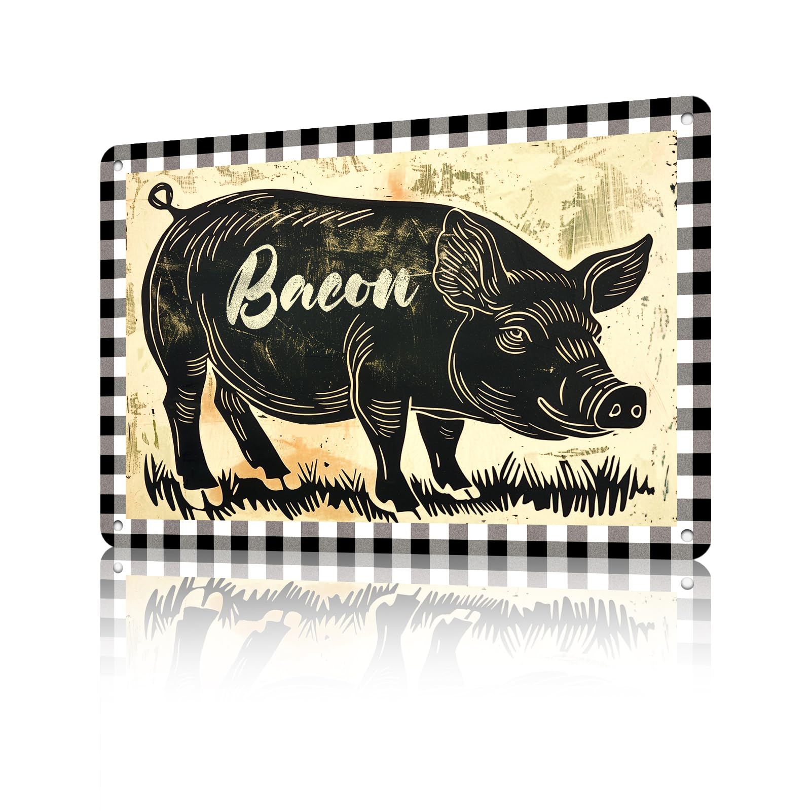 Anceky Farmhouse Pig Sign Funny Metal Tin Sign Retro Wall Decor for Outdoor Outside Home Cafe Bar 12×16 Inch
