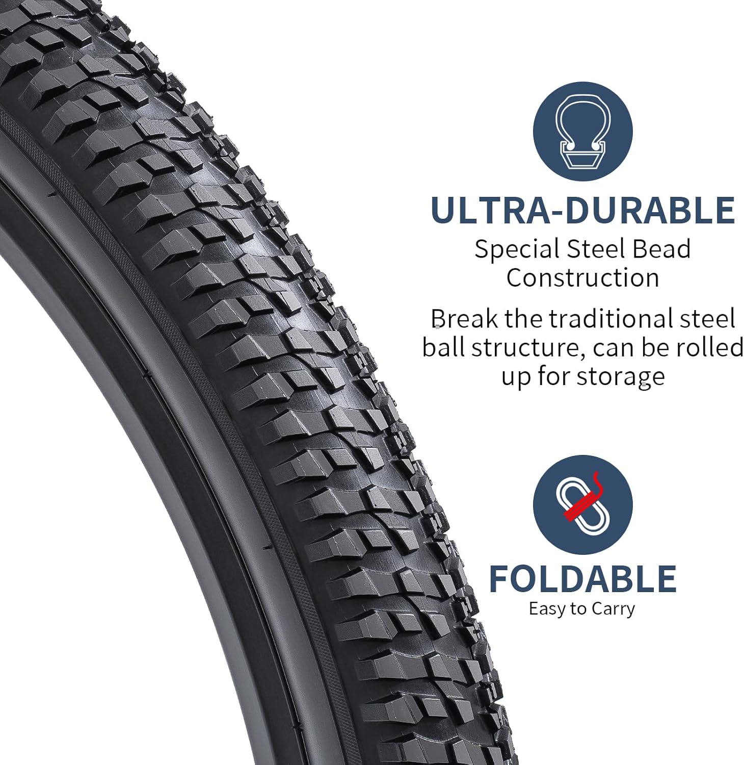 YUNSCM 26" Mountain Bike Tires 26x2.125 57-559 Tires Compatible 26x2.125 26x2.15 Bicycle Tires 2-PCS (Y-10)