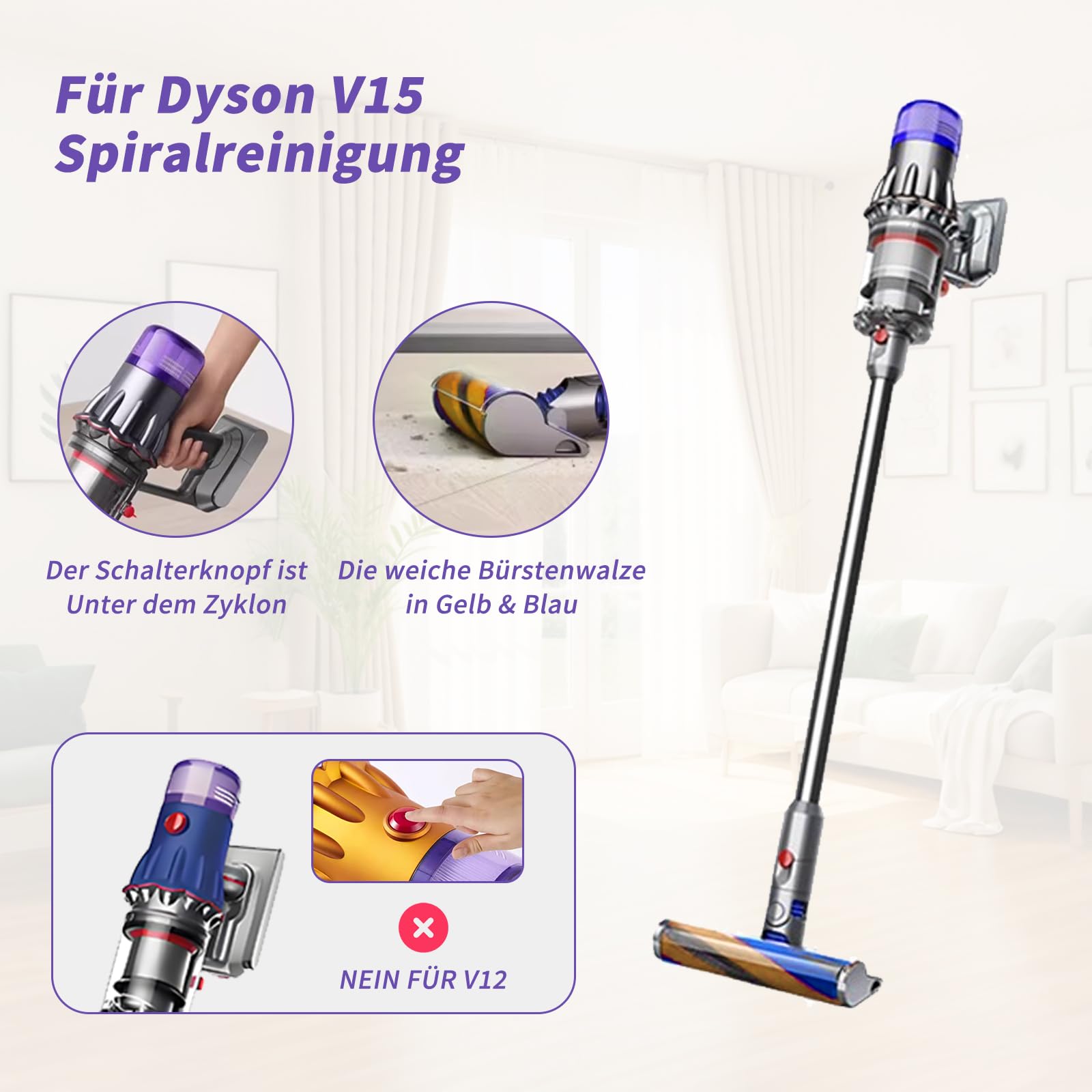 3 sztuki filtrów V15 do Dyson, filtr HEPA do Dyson V15, z 2 filtrami Dyson, 1 x akcesoria do szczotek V11, filtr zamienny do Dyson V15 Slim Absolute Extra/Total Clean/Fluffy