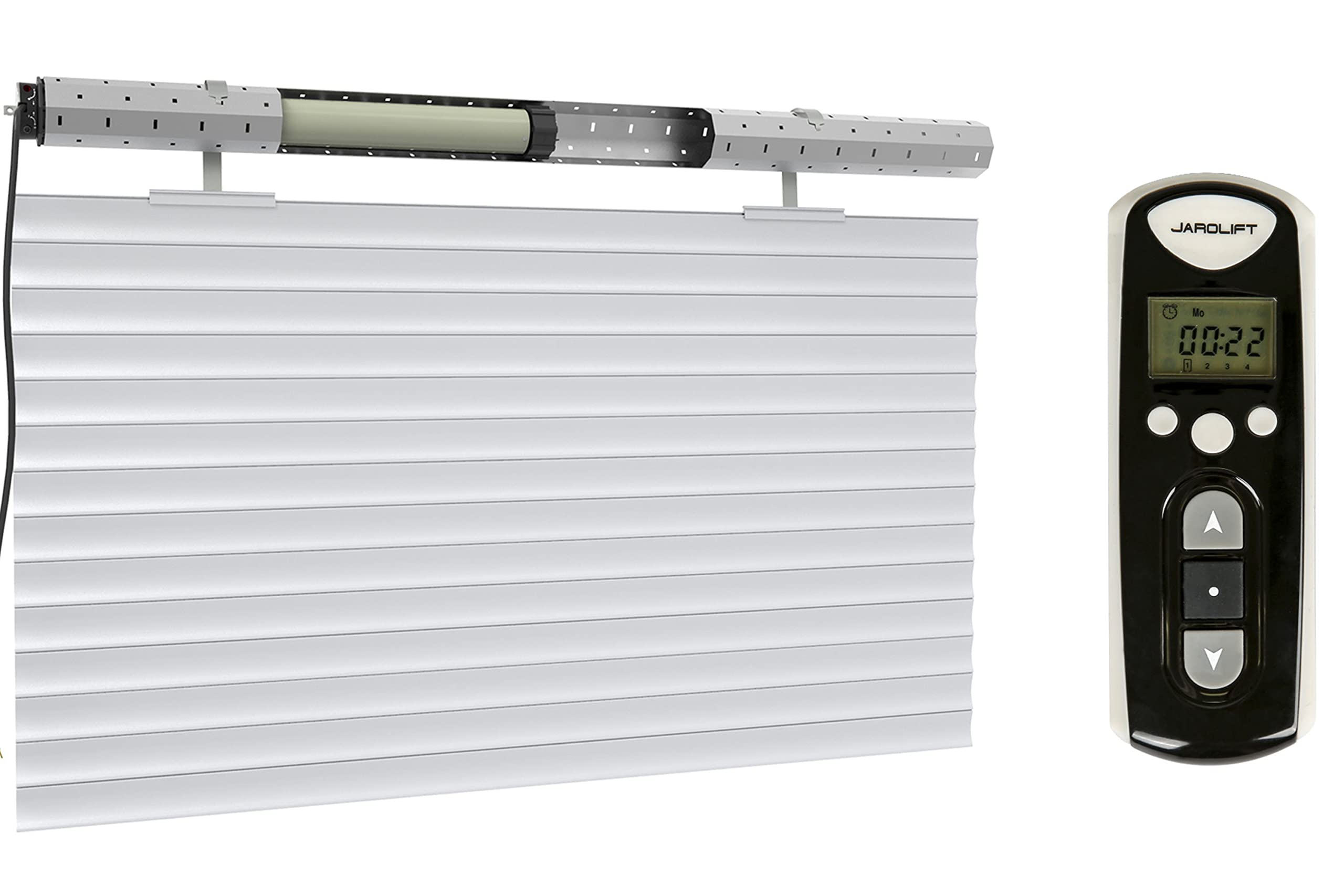 jarolift 1 x Elektronischer Funk-Rollladenmotor Rohrmotor TDEF 20/13 inkl. Funkhandsender Timer 4-Kanal TDRCT 04 mit integrierter Zeitschaltuhr