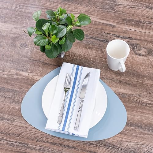 Vista 24 de Mantel individual ovalado de vinilo gris - en relieve - 16 x 12 pulgadas - caja de 6 unidades - Restaurantware