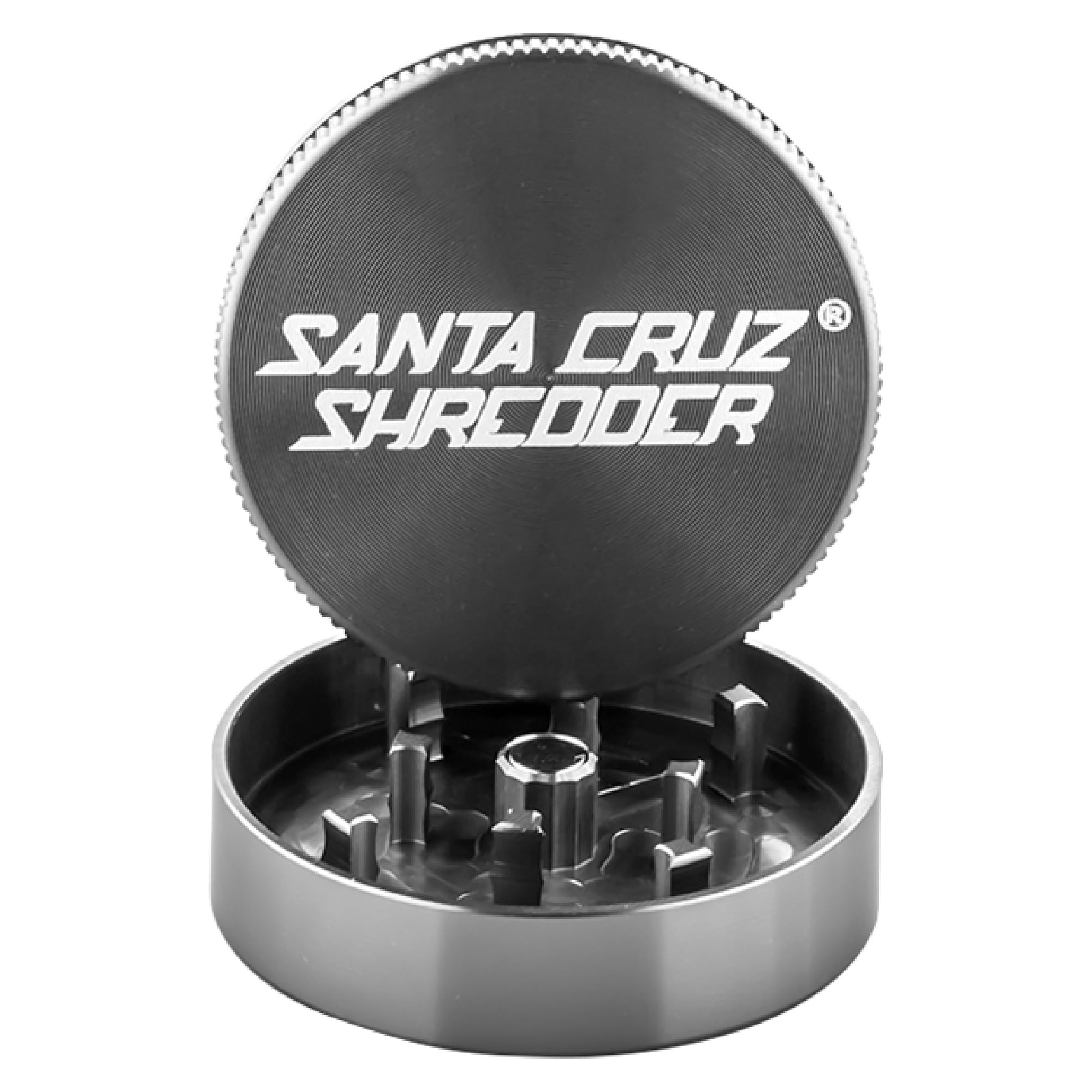 Santa Cruz Shredder Metal Herb Grinder Knurled Top for Stronger Grip 2-Piece Small (Mini) 1.7" (Grey)