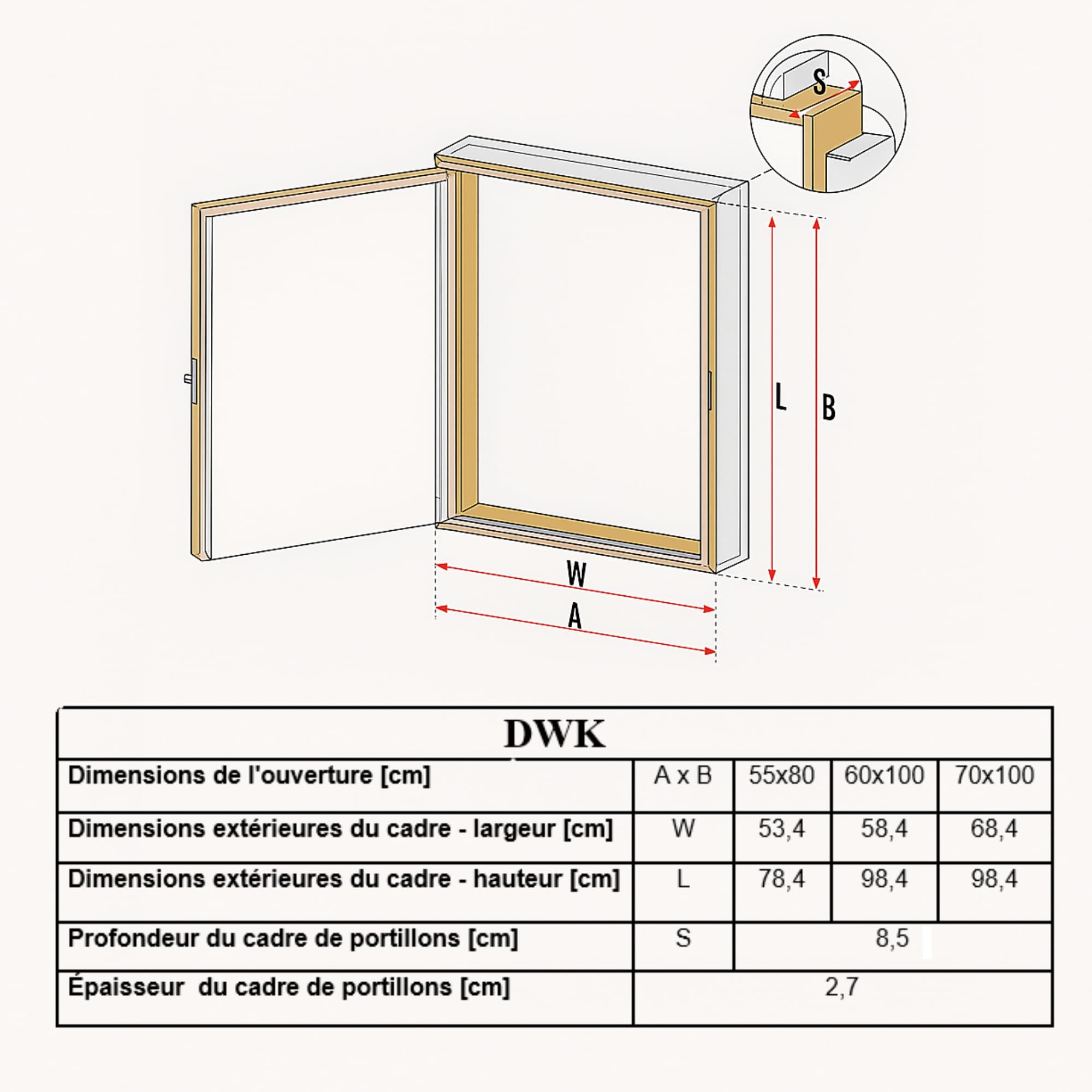 Trappe d'accès DWK par FAKRO bois 31 x 21 po 869900