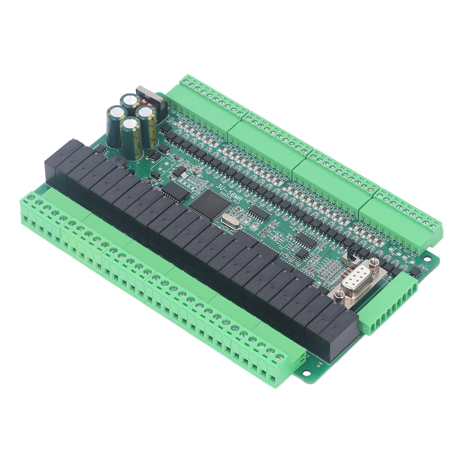 Yosoo Health Gear Płytka Drukowana Programowalnego Sterownika Logicznego, Przemysłowa Płytka Sterownicza PLC FX3U 56MR DC24V 32 Wejścia 24 Wyjścia Przekaźnikowe, Sterowanie Zegarem 3AD 2DA dla