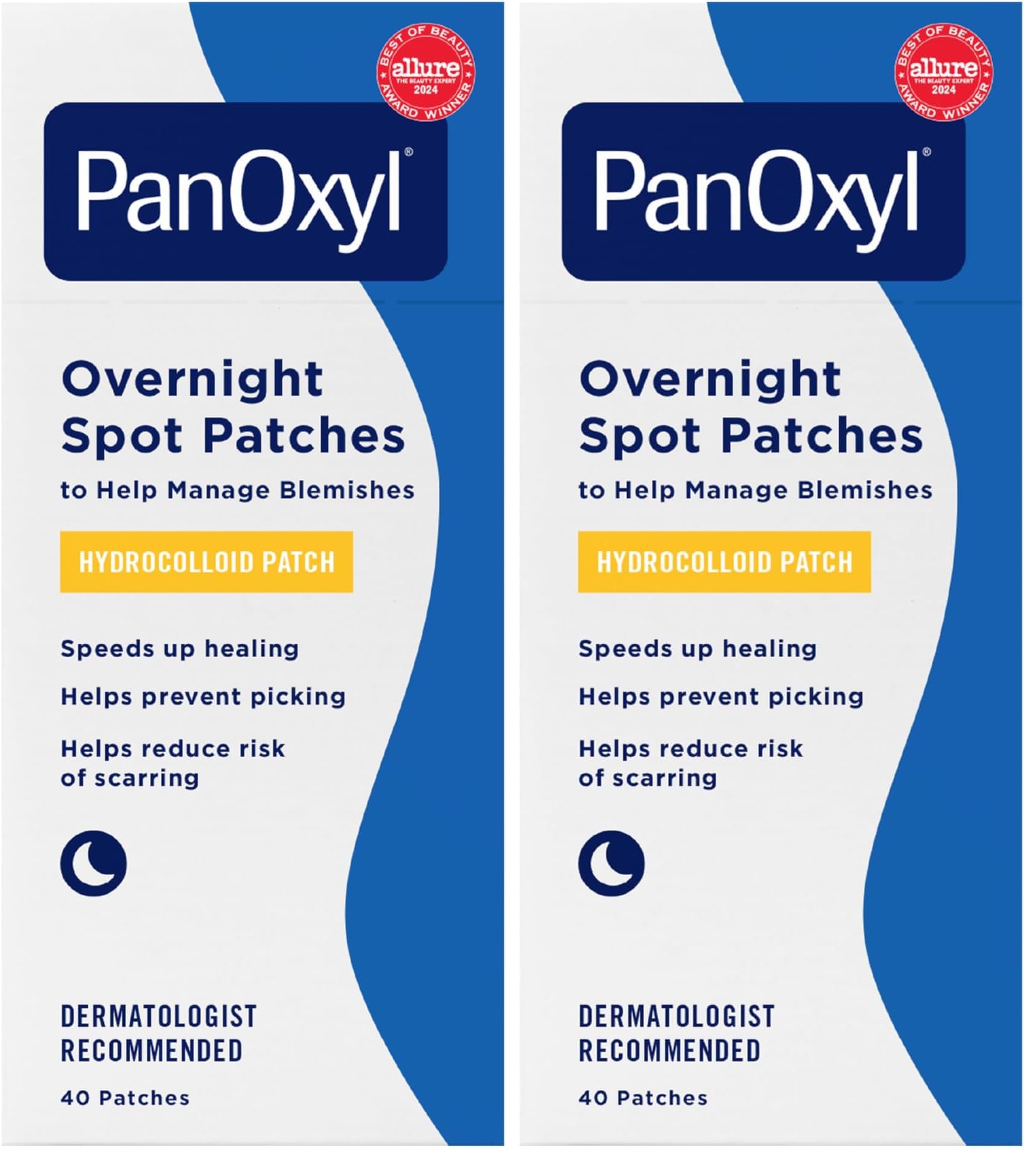 PanOxyl PM Overnight Spot Patches, Advanced Hydrocolloid Healing Technology, Fragrance Free, 40 Count (Pack of 2)