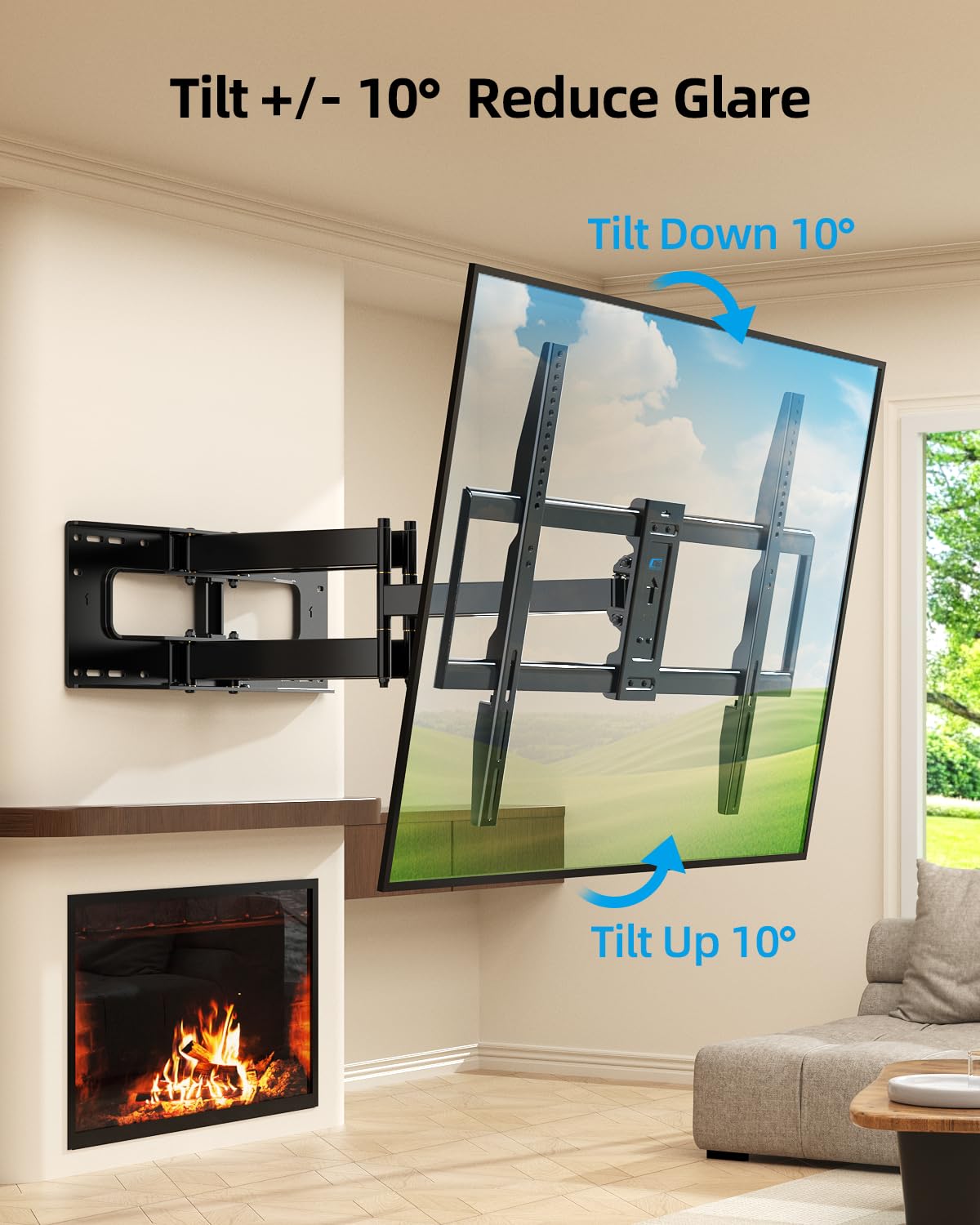 HOME VISION Staffa di montaggio a parete per TV a movimento completo per TV piatto/curvo da 40-100 pollici, portata 77 cm, girevole e inclinabile, capacità 75 kg, VESA max 800 x 600 mm, HV6802