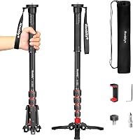Manbily Kihúzható Alumínium Kamera Monopod Lábakkal, Hordozható Utazó Állvány DSLR Canon/Sony/Telefon, 5 Szekciós 170 cm-ig, 7 kg Teherbírás 1