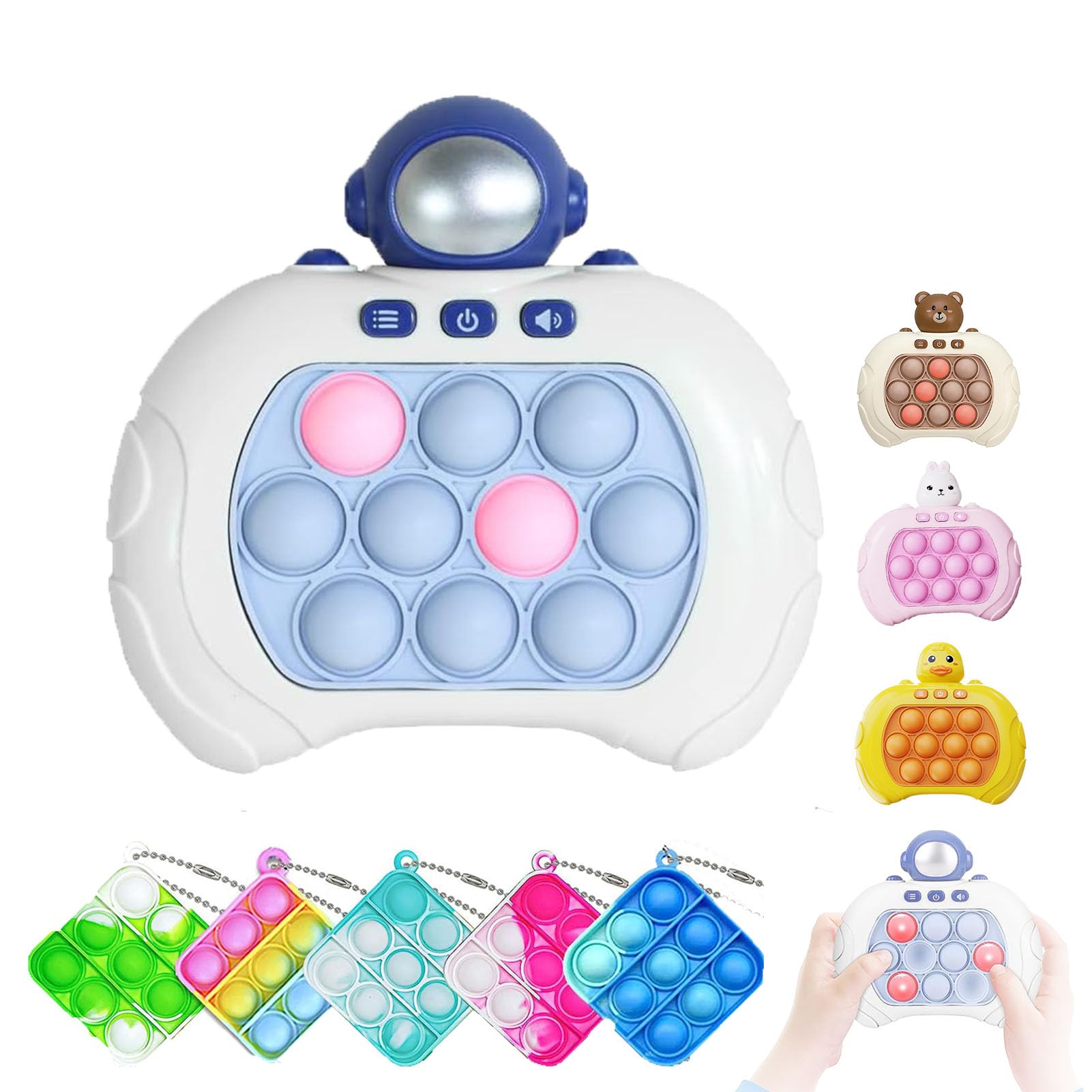 Pocket Game for Kids, Children's Breakout Speed Push Game Machine Decompression Toy, Pop Fidget Push Game, Quick Push Light Up Pop Game Fidget Toys for Adults and Kids (Blue)